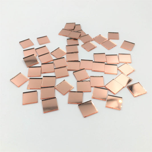 3/4" Square Mosaic Mirror Tiles Rose Gold Craft Mirror Circles 100 Pieces for Craft Projects (3/4'' x 3/4'')