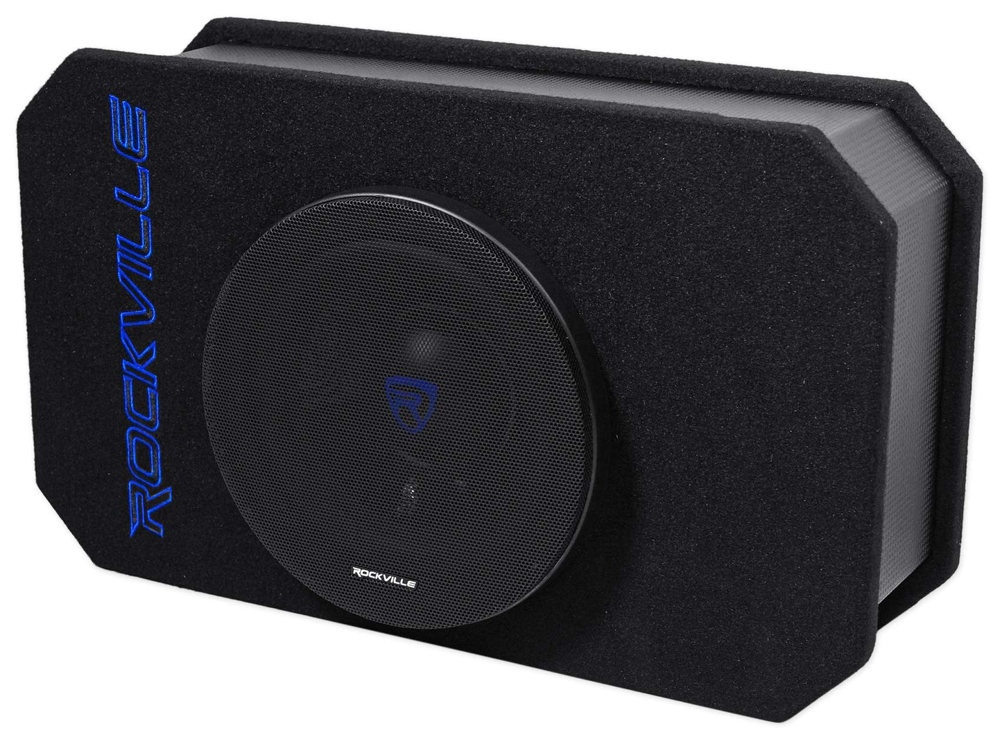 Rockville RMW8A 800W 8" Powered Truck Subwoofer, Class-D Amp, 4 Ohm, Slim Ported Enclosure, Remote Bass Control, Durable MDF with Grill, for Car Audio