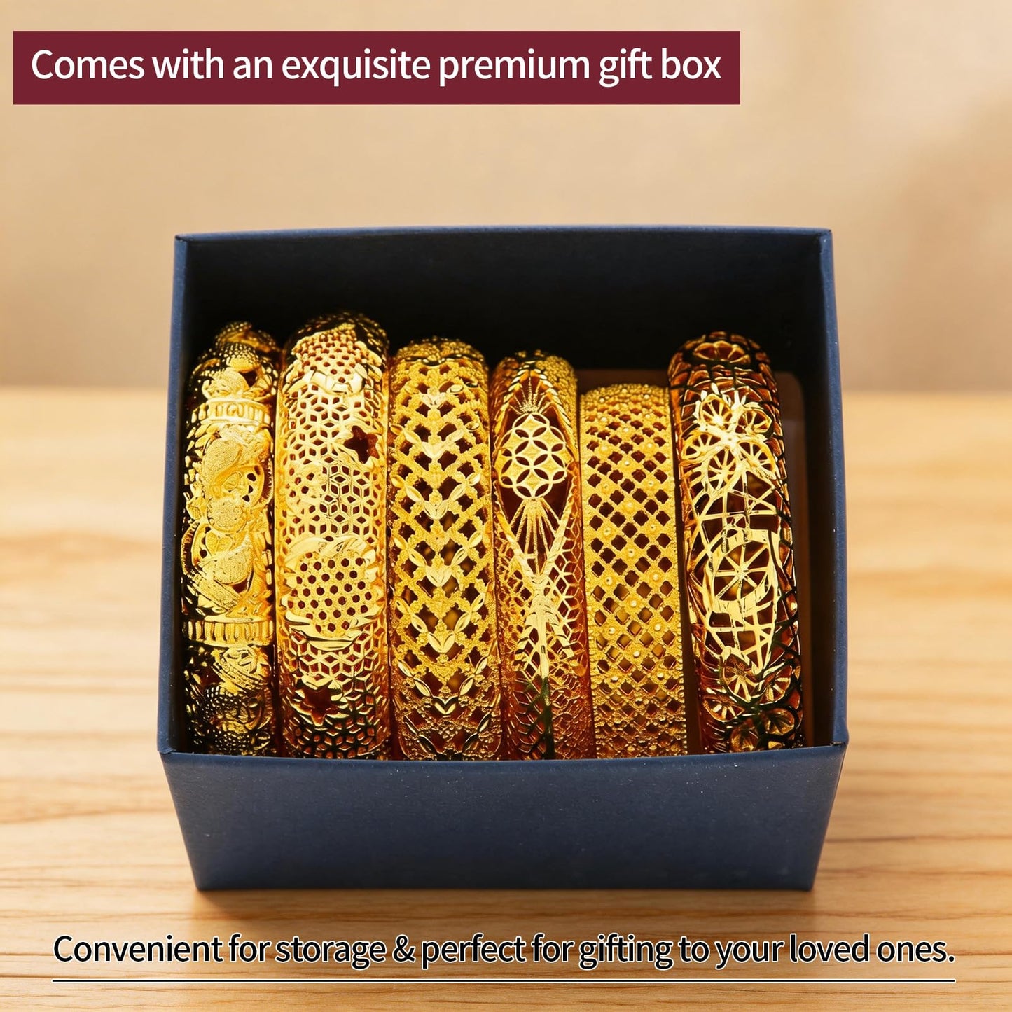 FIVESWEET 18K Gold Plated Women's Bangle Bracelet Set - Stackable Bulk Bracelets with Hollow Out Carving, Geometric Pattern, Flower & Butterfly Designs, Minimalist Stylish Elegant, Tarnish & Oxidation Resistant, Gift for Her Girlfriend Wife Mom Sister Lov