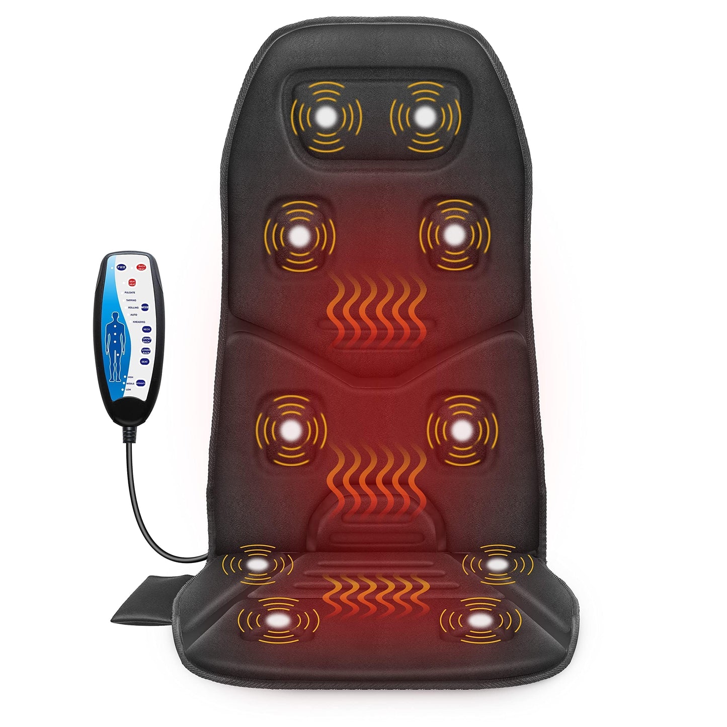 COMFIER Back Massager Seat Cushion with Heat,10 Vibration Motors, Massage Chair Pad,Chair Massager for Pain Relief at Office/Home