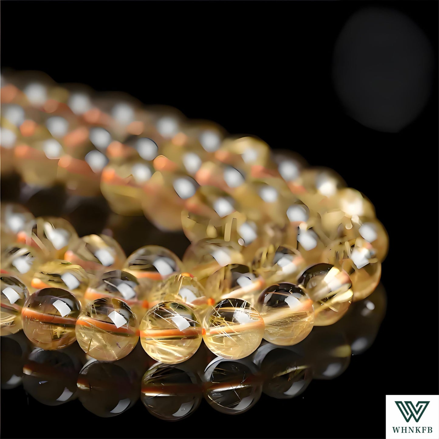 WHNKFB 6mm 100PCS Natural Golden Rutilated Quartz Round Beads, High Clarity Loose Crystal Beads for Jewelry Making Craft - 6mm 8mm 10mm Options with Free Elastic Cord