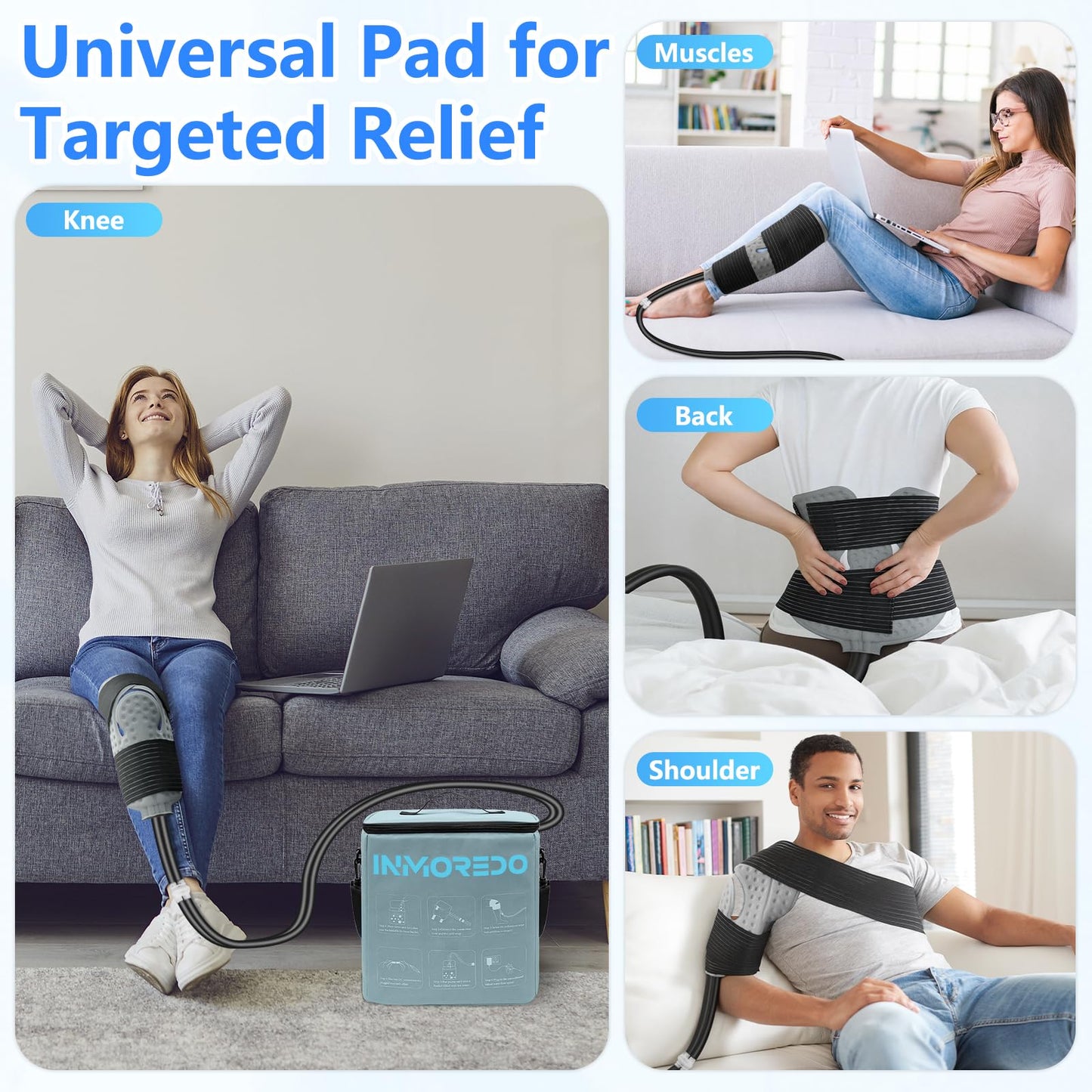 Cold Therapy Machine, Programmable Ice Therapy Machine for Knee After Surgery, Knee Replacement Recovery, Cryotherapy Pain Relief System, Compression Pad for Shoulder, Arm, Hip, Ankle