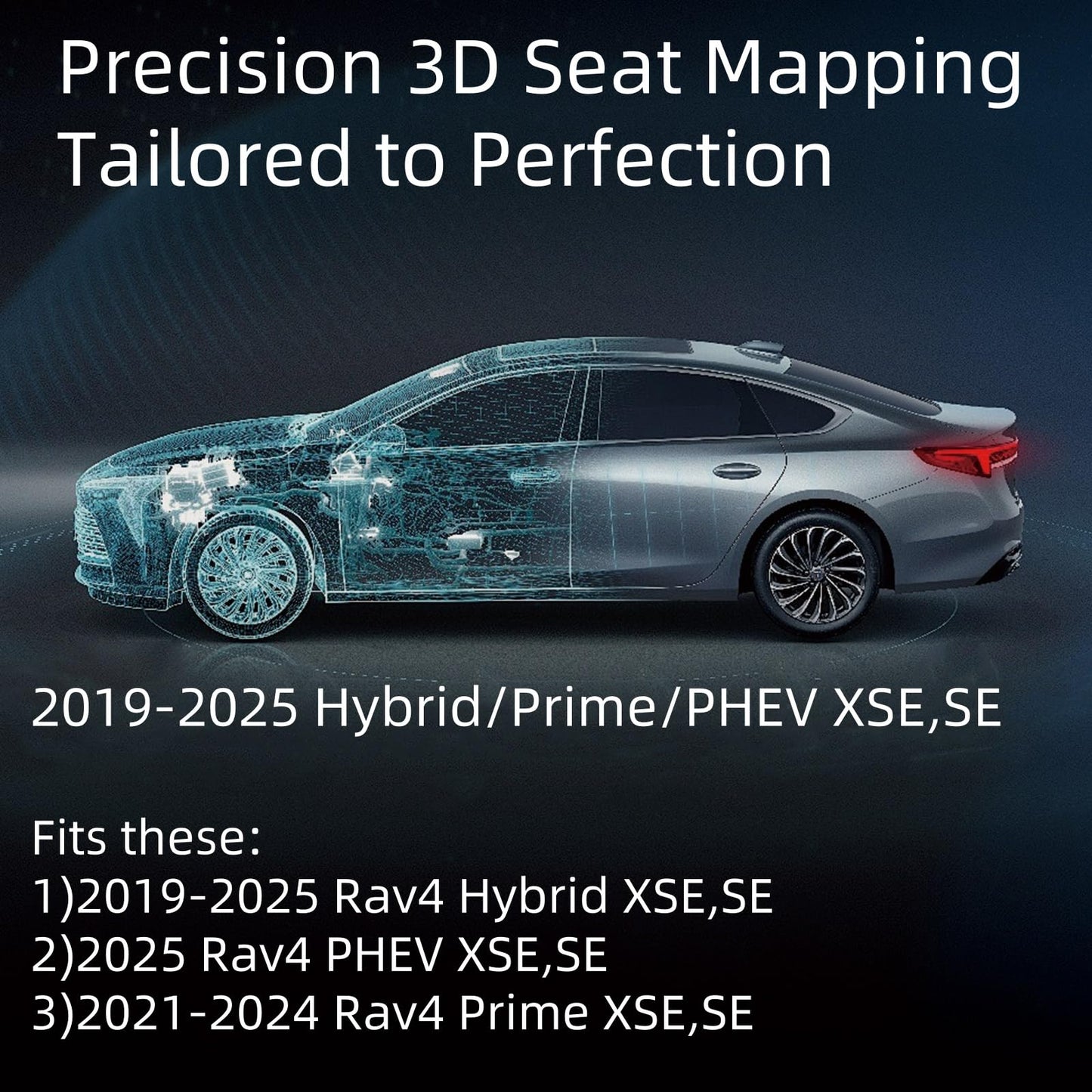 EKR Rav4 Seat Covers Custom Fit for Toyota Rav4 2021-2024 Prime SE,XSE & 2019-2025 Hybrid/PHEV SE,XSE, Leather Car Seat Cover Full Set for SUV,Faux Leather(Black)