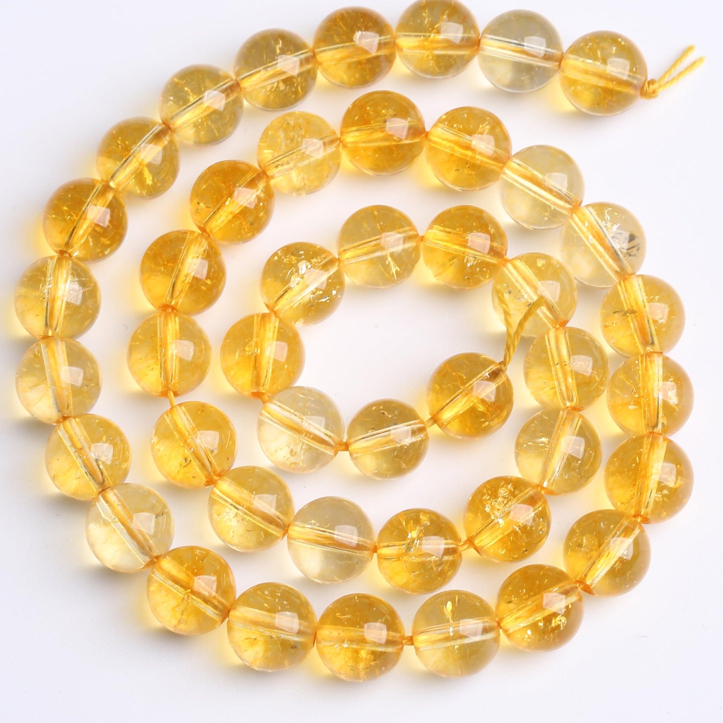 Natural Yellow Crystal Stone Beads for Jewelry Making DIY Bracelet Necklace Jewelry Making 1 Strand 15.5inch 35PCS 10MM