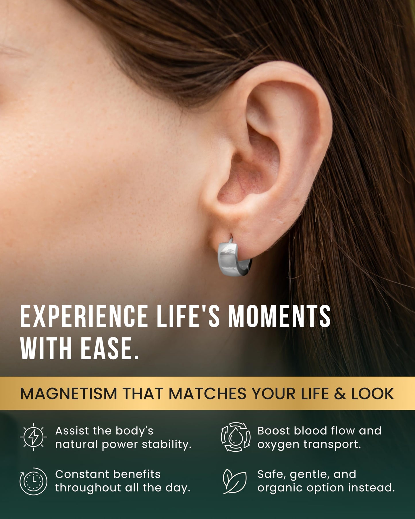 MagnetRX Magnetic Earrings for Women – Premium Magnetotherapy Lymphatic Earring Polished Stainless Steel – Womens Lymphvity Magnetic Therapy Acupressure Earrings (Silver)