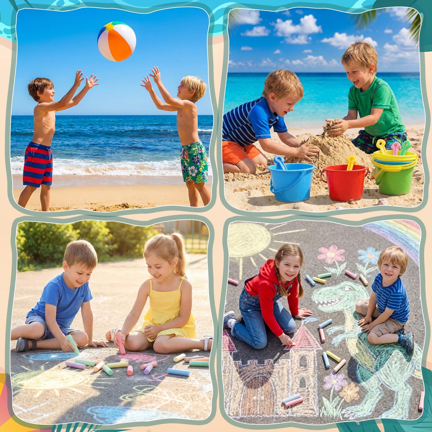 LaRandom 120 Pcs End of Year Gifts for Summer Pool Beach Party Favor Toys Include Inflatable Beach Ball Shovels Sidewalk Chalk Greeting Cards for Party Supplies Gifts Prizes Activity