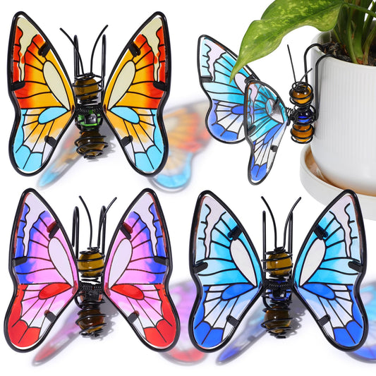 BESPORTBLE 3Pcs Butterfly Decorations for Plant Pots: Metal Stained Glass Garden Decor – Spring Outdoor Decor for Potted Plants, Aesthetic Yard & Patio Decorations Outdoor, Gift for Women