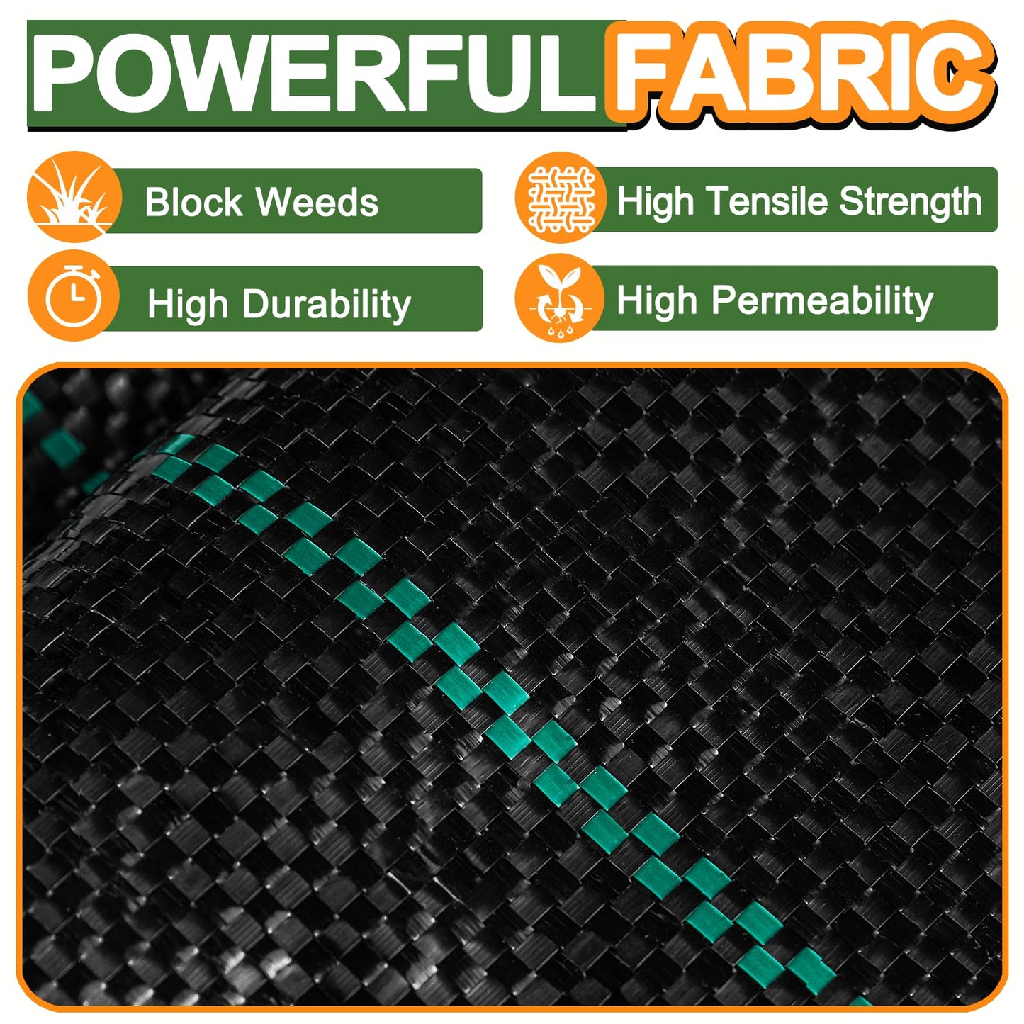 Winisok Garden Weed Barrier Landscape Fabric 2FT x 50FT, Premium Weed Control Garden Cloth, Durable Woven Geotextile Fabric, Mulch Breathable Ground Cover for Landscaping Weed Blocker Garden Bed