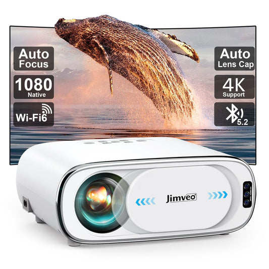 [AI Auto Focus/Auto Lens Cap] Outdoor-Projector-4K with WiFi 6 and Bluetooth: 1500 ANSI Portable Projector with Auto 6D Keystone & Zoom, Jimveo Native 1080P Movie Proyector 2026 Upgraded