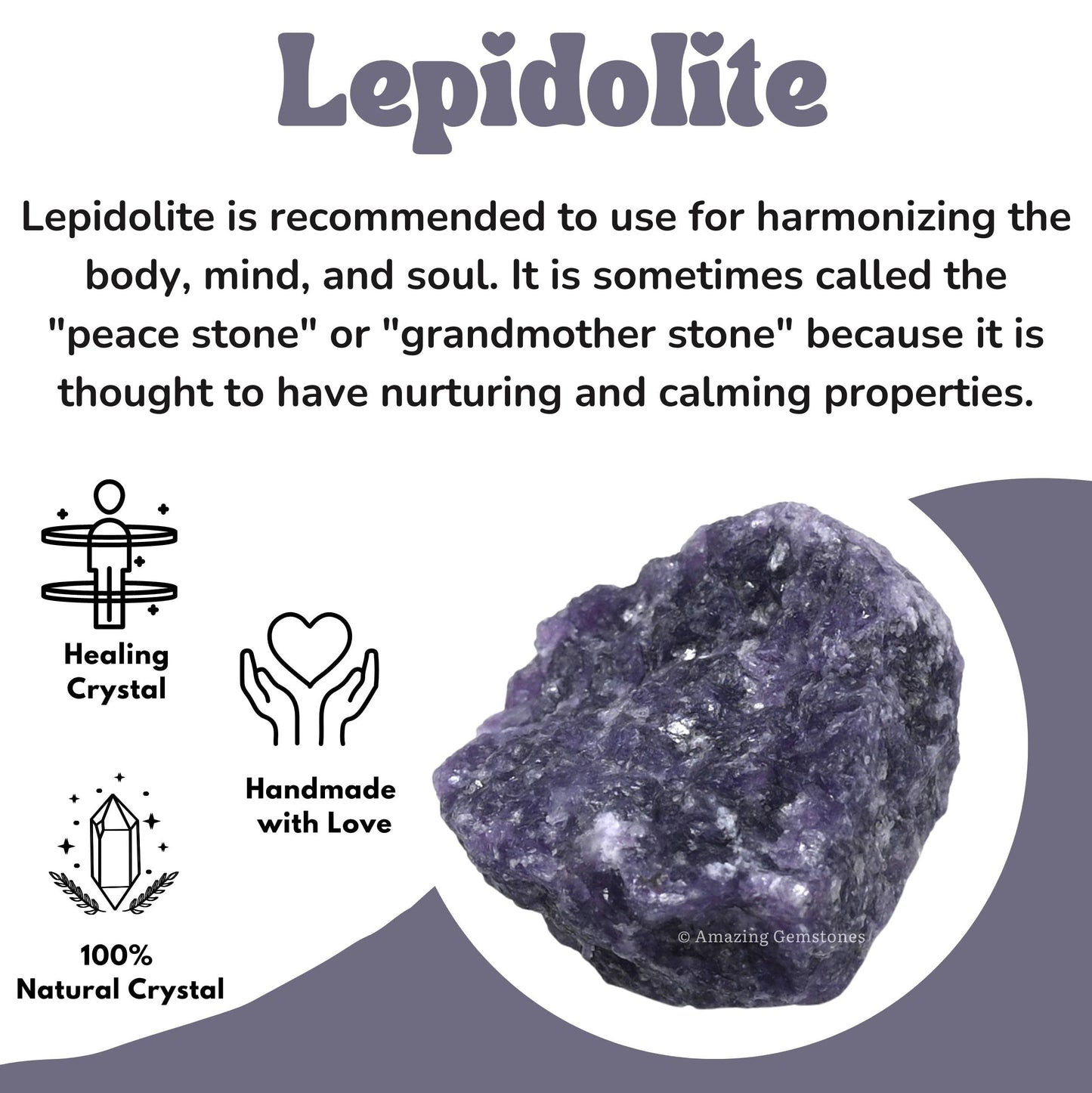 Amazing Gemstone Lepidolite Raw Crystals and Healing Stones, Natural Rocks for Tumbling and DIY Raw Stones and Crystals (1 Piece)