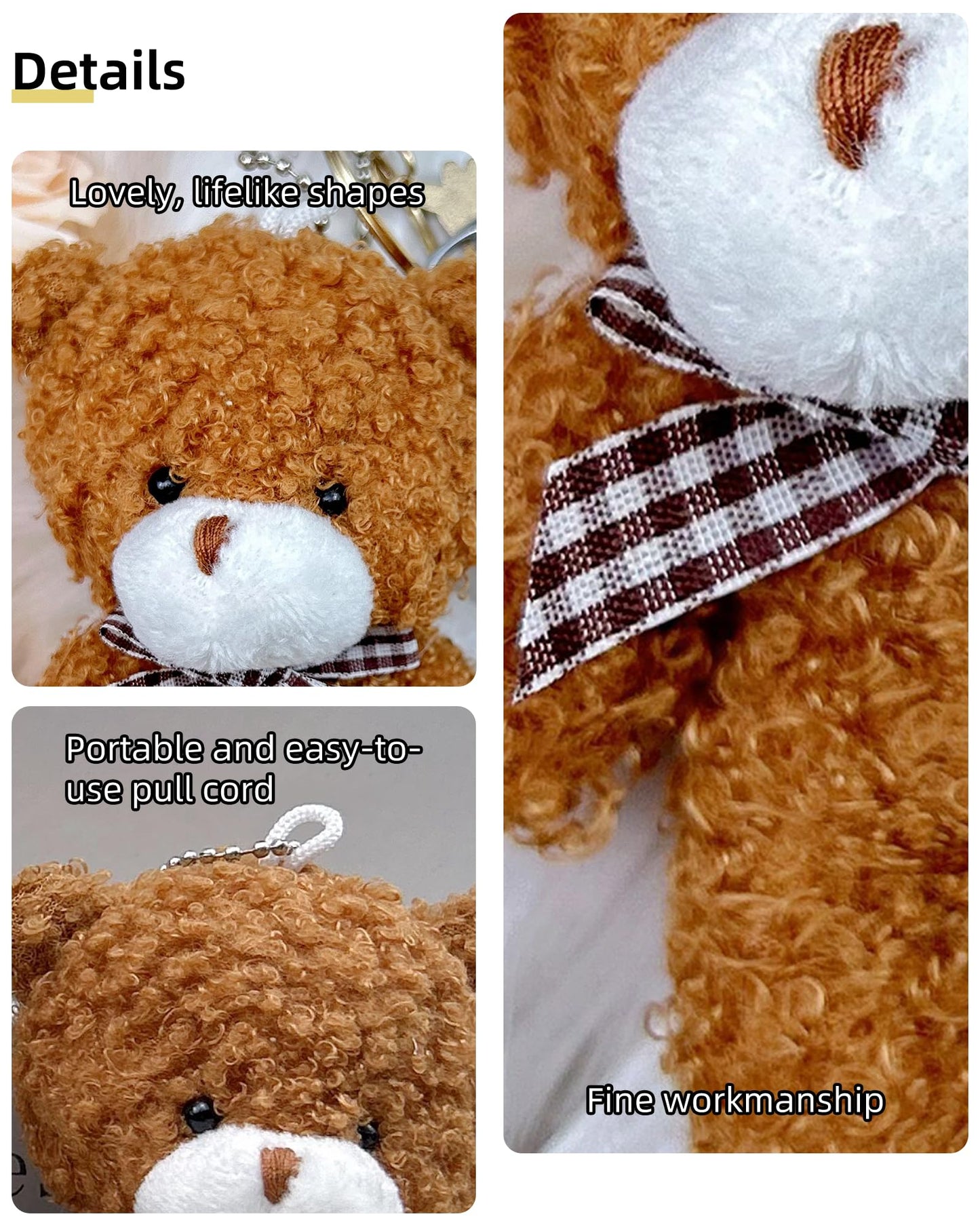 YJUBAOA 12 pcs Mini Stuffed Teddy Bears 4.7 Inch Small Plush Teddy Bears Bulk for DIY Keychain Birthday Christmas Party Favor (Classic-Dark Brown)