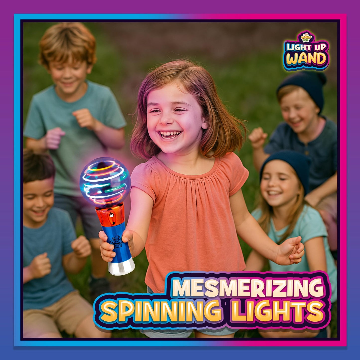 IPIDIPI TOYS Spinning Light Up LED Magic Wand for Kids - Easter Basket Stuffers Light Up Toys, Goodie Bag Filler - Ideal Gift, Birthday Party Favors for Boys & Girls