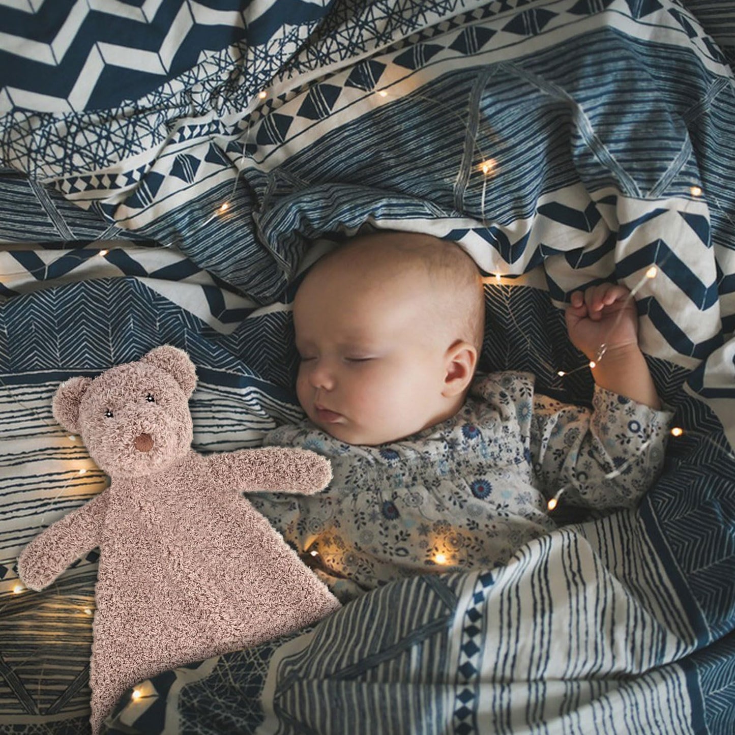 Doindute Baby Brown Teddy Bear Stuffed Animal Security Blanket, Soft Plush Bear Character Lovey Blanket, Baby Shower/Nursery Gift, Newborn Infant Toddler Snuggle Blankie for Boys Girls, 16 Inches