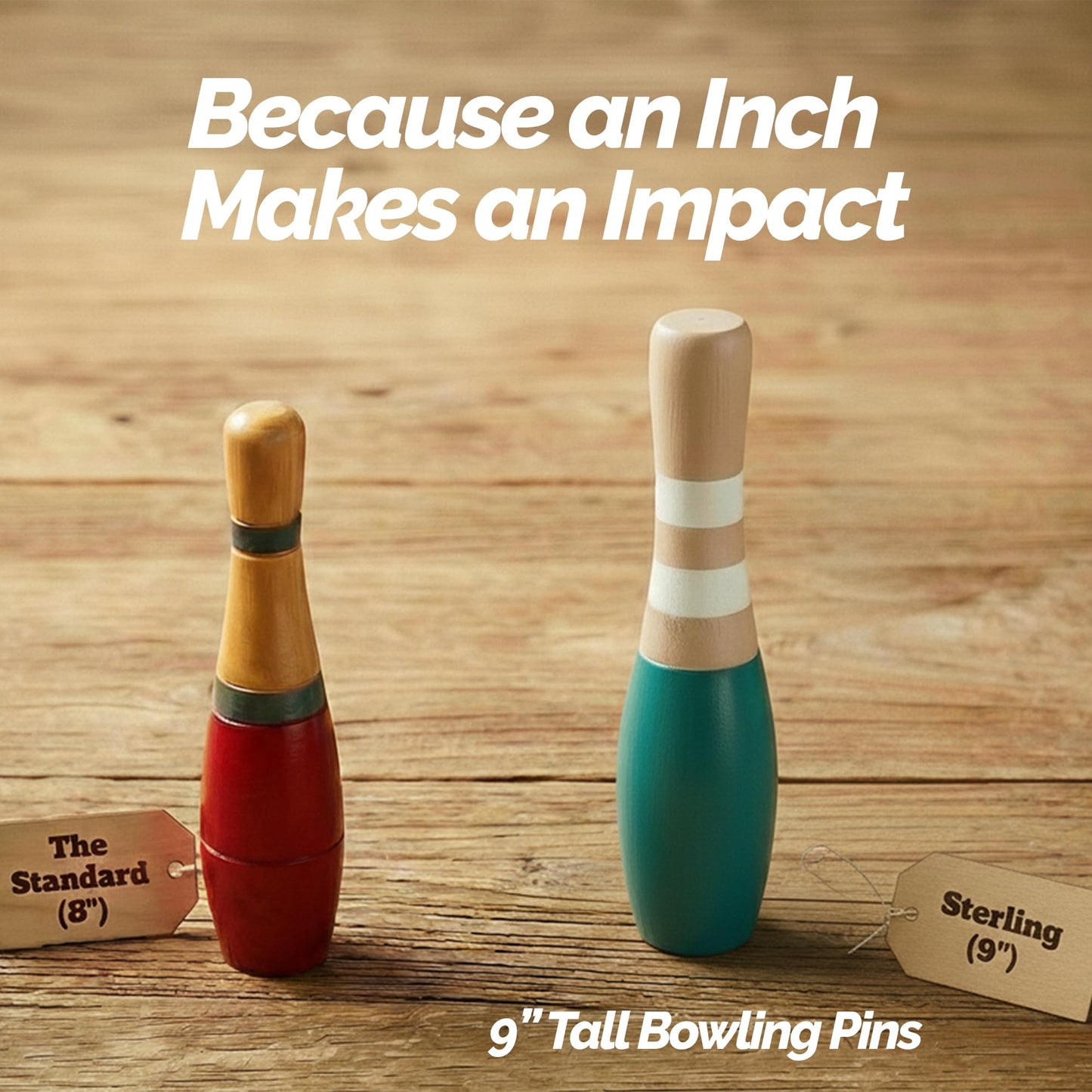 Sterling Sports Wooden Lawn Bowling 9" Skittles Set with Carrying Mesh Bag for Indoors and Outdoors - 10 Wooden Pins and 2 Balls, Green/Turquoise and Gray
