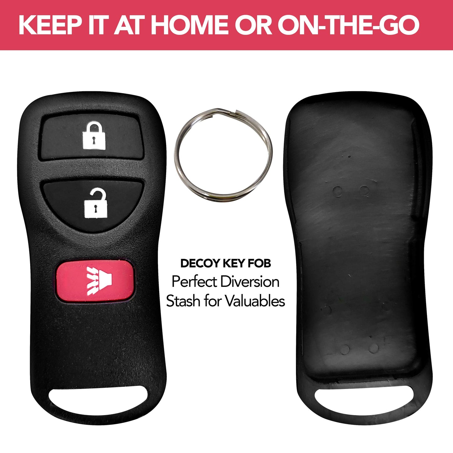 Key Fob Diversion Safe, Hidden Secret Compartment Keychain, Discreet Decoy Car Key Fob to Hide Valuables in Plain Sight, Small Stash Storage for Cash, Jewelry, Keys, Travel, Hotel, Home