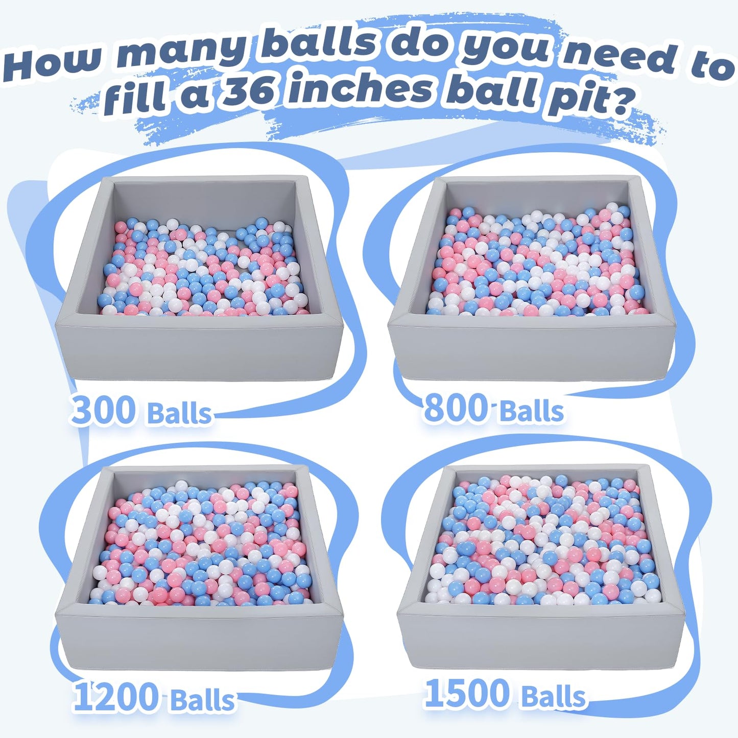 Leather Foam Ball Pit for Toddlers: Waterproof Baby Ball Pit with Soft Memory Foam - Large Soft-Play Set for Baby Playpen Indoor Outdoor Games - Ideal Gifts Toys for Boys Girls (Rectangle)