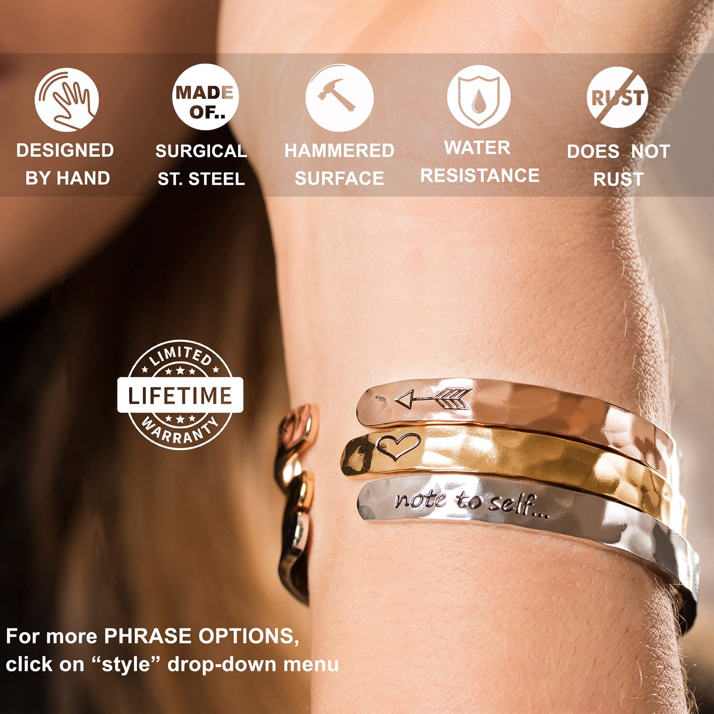 Carviell Inspirational Bracelets, Funny Gifts for Women, for Mom, Best Friend, Engraved Cuff Jewelry