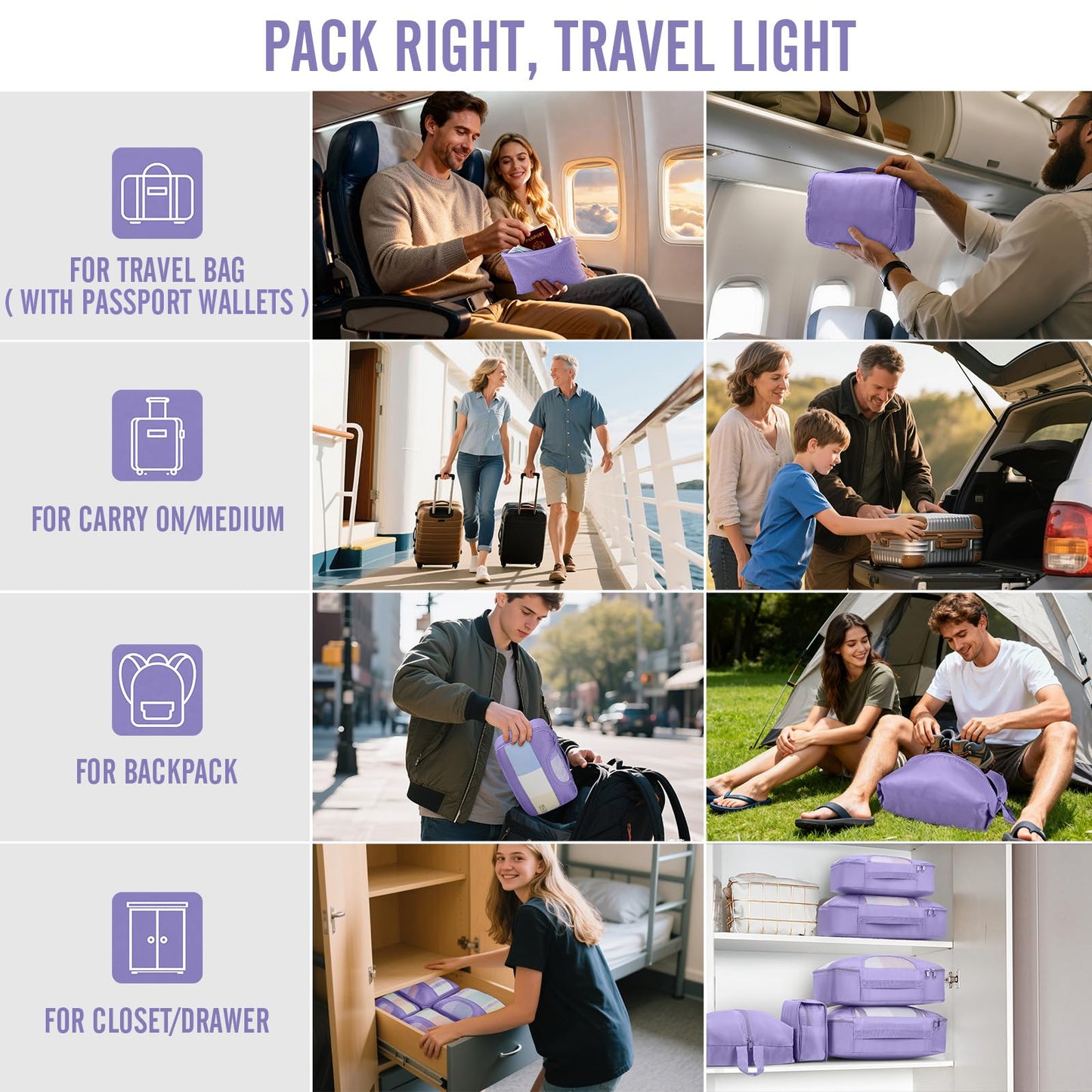 Veken 10 Set Packing Cubes for Travel Essential, Suitcase Organizer Bags in 4 Sizes, Carry-On Luggage Accessories with Large Laundry & Hanging Toiletry Bag, Must-Have for Airplane, Road Trip & Camping