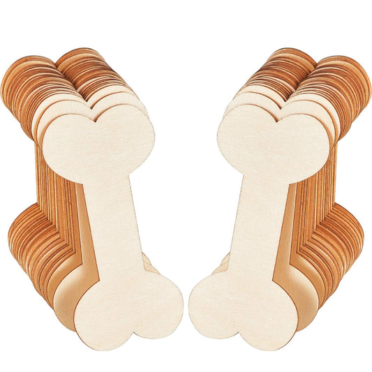 40 Pieces 4.3 x 2.2 Inches Wood Dog Bone Cutouts Unfinished Wood Dog Bone Plain Bone Shaped Wood for Crafts Wooden DIY Projects Home Decoration