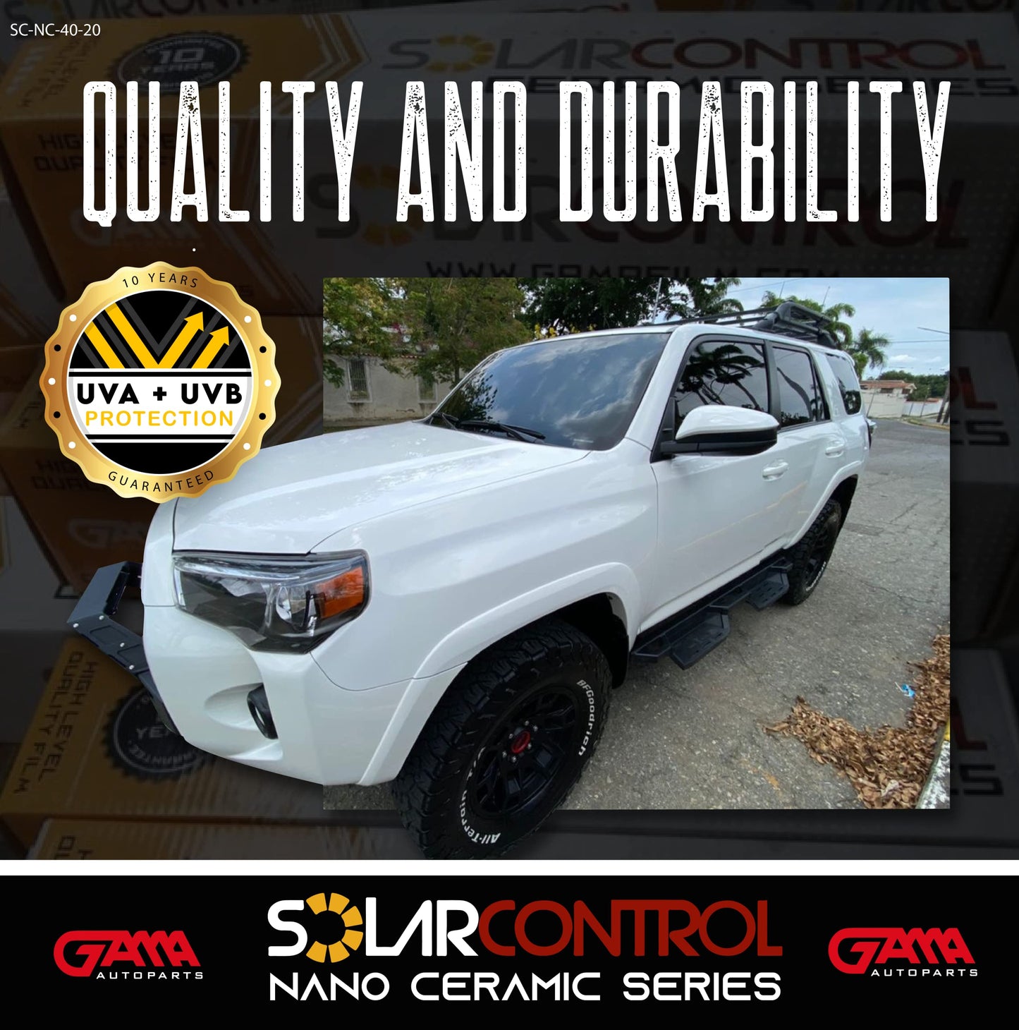 SOLARCONTROL Window Tint Car Film 2PLY 100% UV Rejection 40'' X 100FT Nano Ceramic Shade Roll Universal Fit Privacy Sun Block and Scratch Resistant 90% IRR (5% Dark Shade)