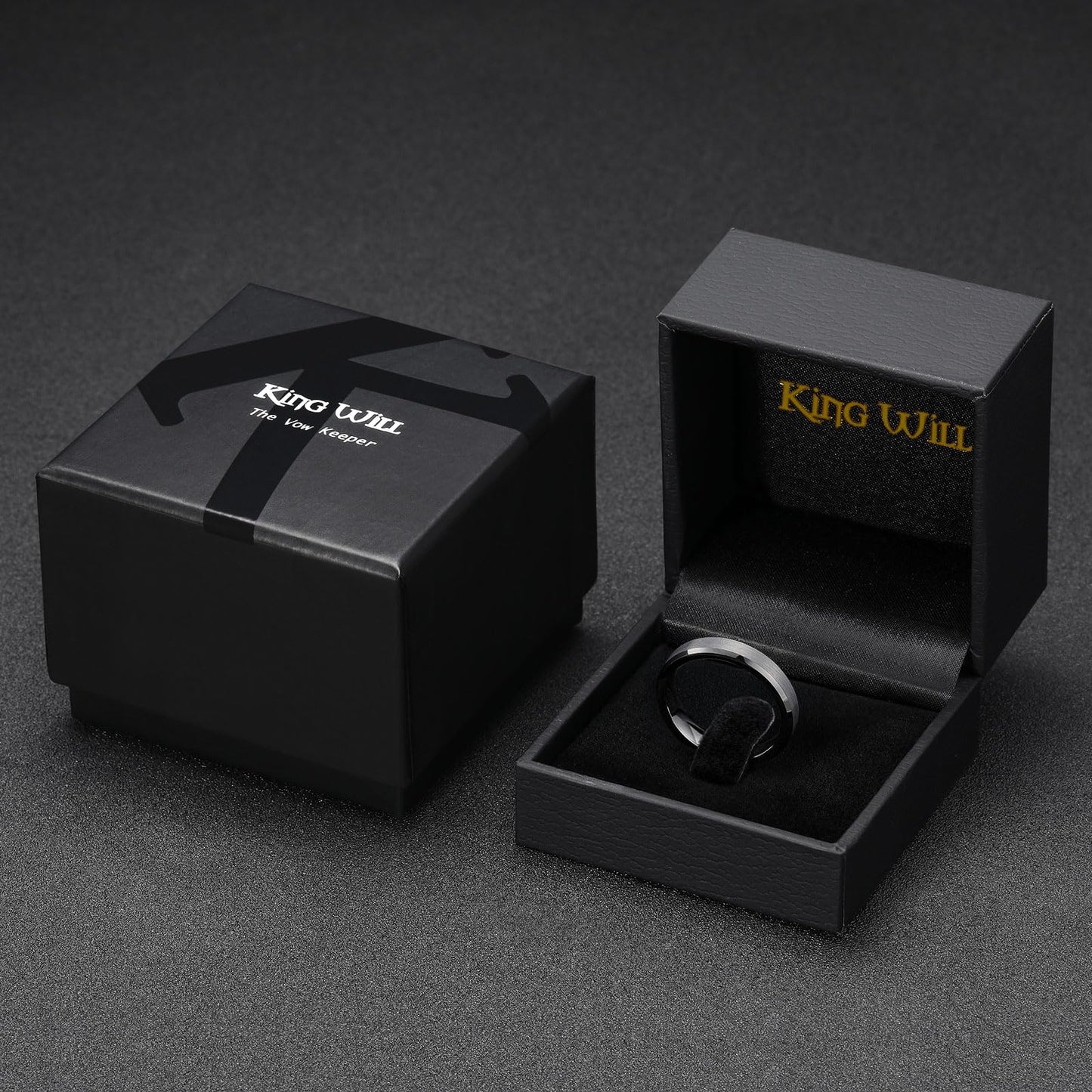 King Will Gunmetal Basic Tungsten Rings For Men 4mm Wedding Band Polished Edge Brushed Matte Promise Ring Comfort Fit, Size 11