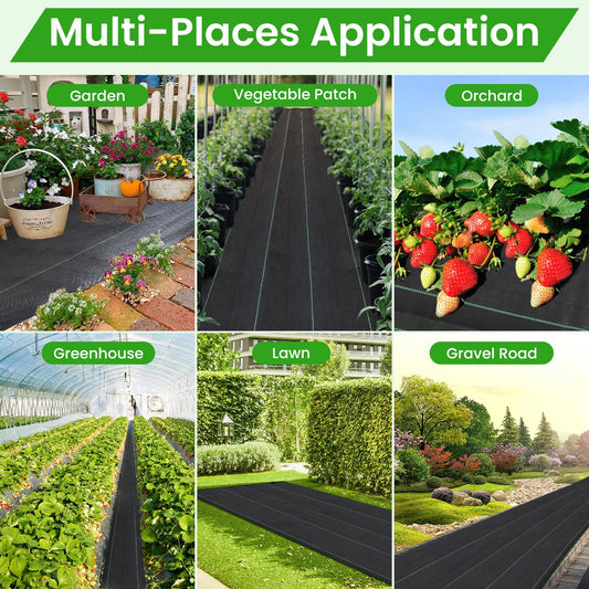 Weed Barrier Fabric, 3x300ft Landscape Fabric, 3.2oz Heavy Duty Durable Woven Geotextile Fabric, High Permeability Ground Cover Mat, Driveway Fabric, Garden Weed Control Cloth with 20 U-Securing Pegs
