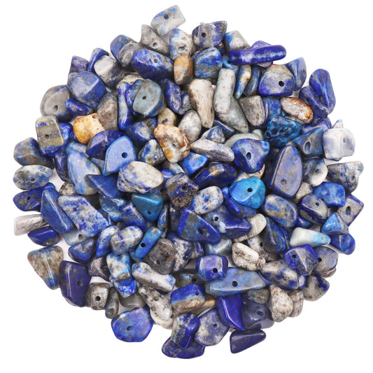 500 pcs Natural Chip Stone Beads, Lapis Lazuli 5-8 mm Irregular Gemstones Healing Crystal Loose Rocks Bead Hole Drilled for Jewelry Making Bracelet