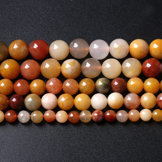 36PCS 10MM Natural Golden Thread Jade Beads Energy Stone Healing Power Loose Beads for Jewelry Making DIY Bracelet Necklace Earrings 15" (Golden Thread Jade, 10mm)