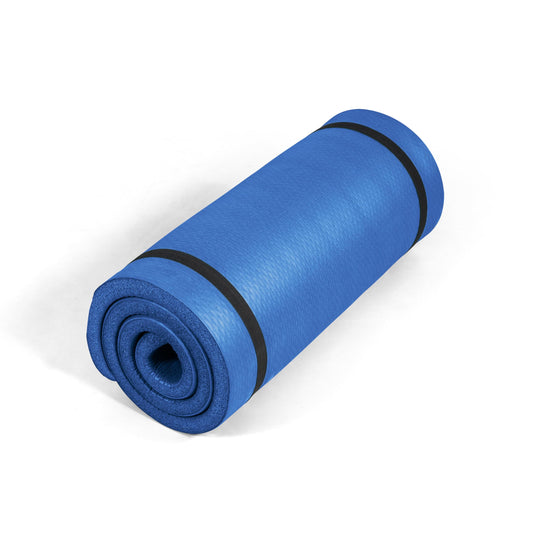 Tone Fitness Premium Extra Thick 1-Inch High Density Exercise Mat with Carry Strap – Non-Slip Workout, Pilates, and Yoga Mat for Home Gym - Color Blue - Diamond Pattern