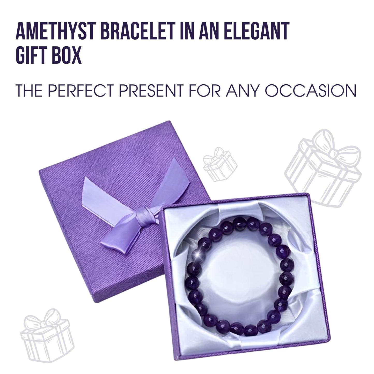 Natural Amethyst Healing Bracelet – Handmade Gemstone Jewelry for Stress Relief, Protection, Spiritual Balance & Chakra Alignment – Spiritual Gift for Women & Men, Birthday & Special Occasions
