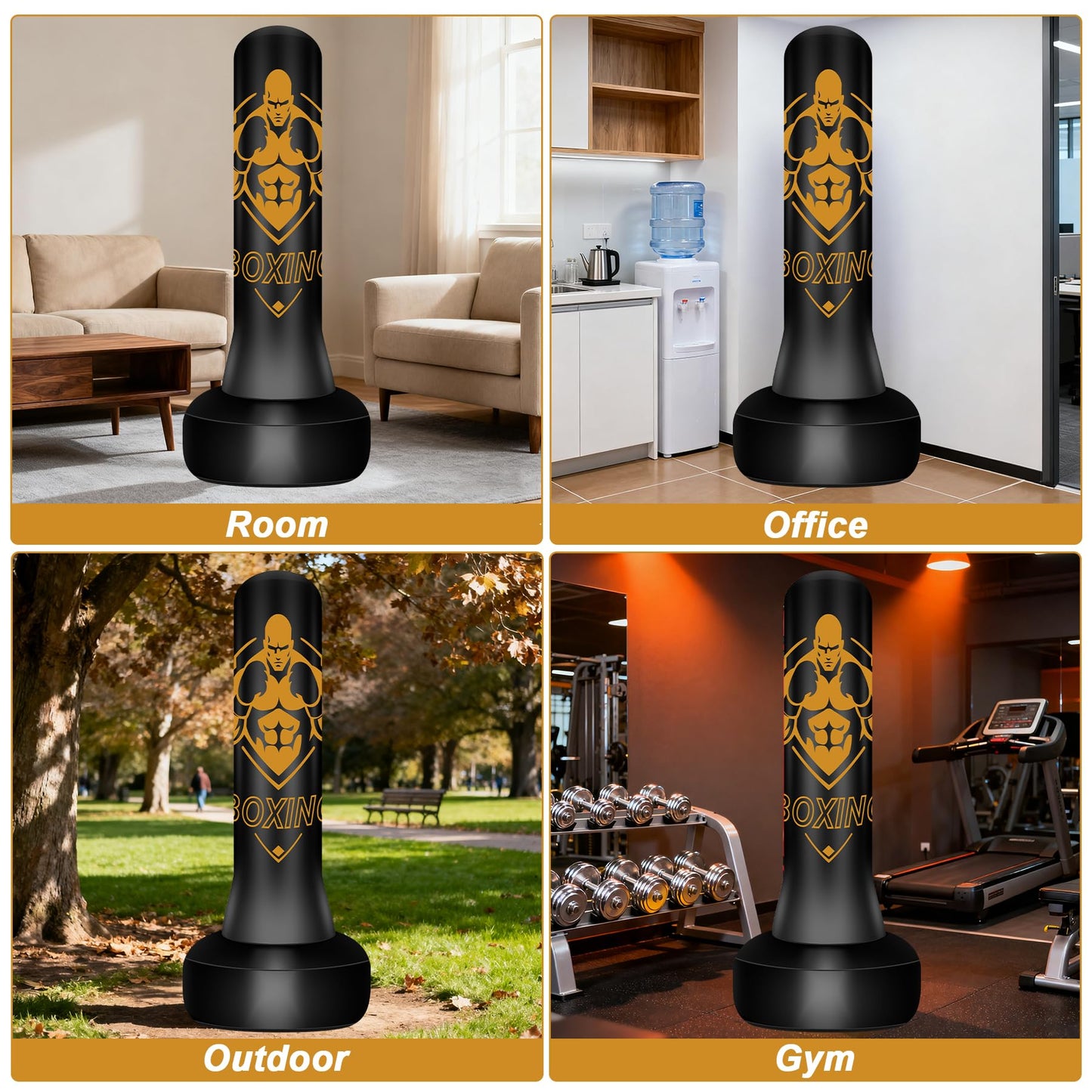 Vobab Freestanding Puncing Bags for Adults Teens, Heavy Bag with Stand Boxing Bag with Boxing Gloves, Electric Air Pump, Reflex Ball, 70" Kickboxing Bag for Training MMA Muay Thai Gym