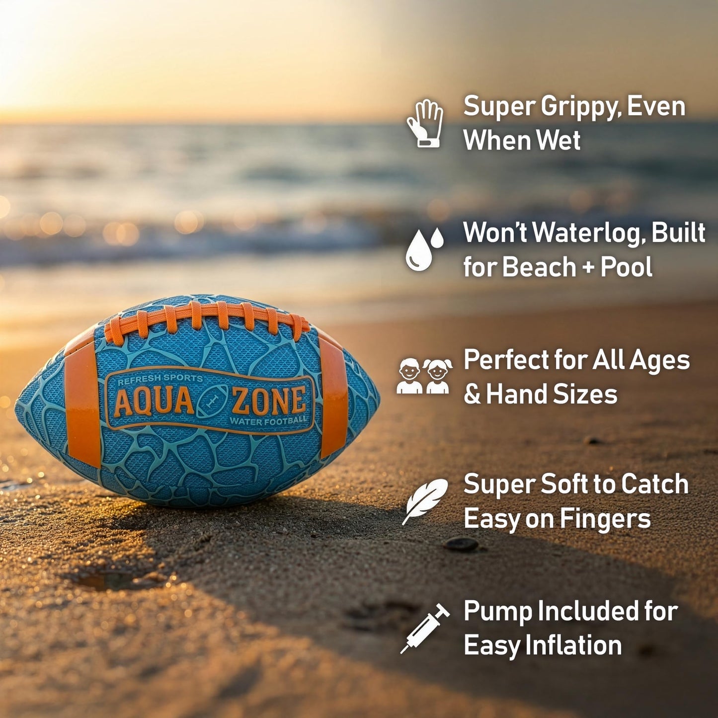 Water Football for Pool & Beach - Best Pool Toys for Kids All Ages - Easy Grip & Soft to Catch Footballs - Fun Outdoor Games Sports Toy - Pool Gifts for Kids 5 6 7 8 9 10 11 12 + Year Old Boy & Girl