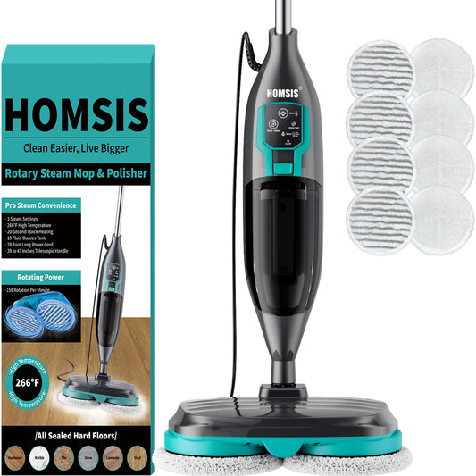 Steam Mop Floor Steamer Scrubber: Hardwood Tile Laminate and Vinyl Hard Surface Floors Scrub Cleaning Machine - Electric Power Spin Mops Wood Floor Cleaners Heavy Duty Scrubbing Mopping