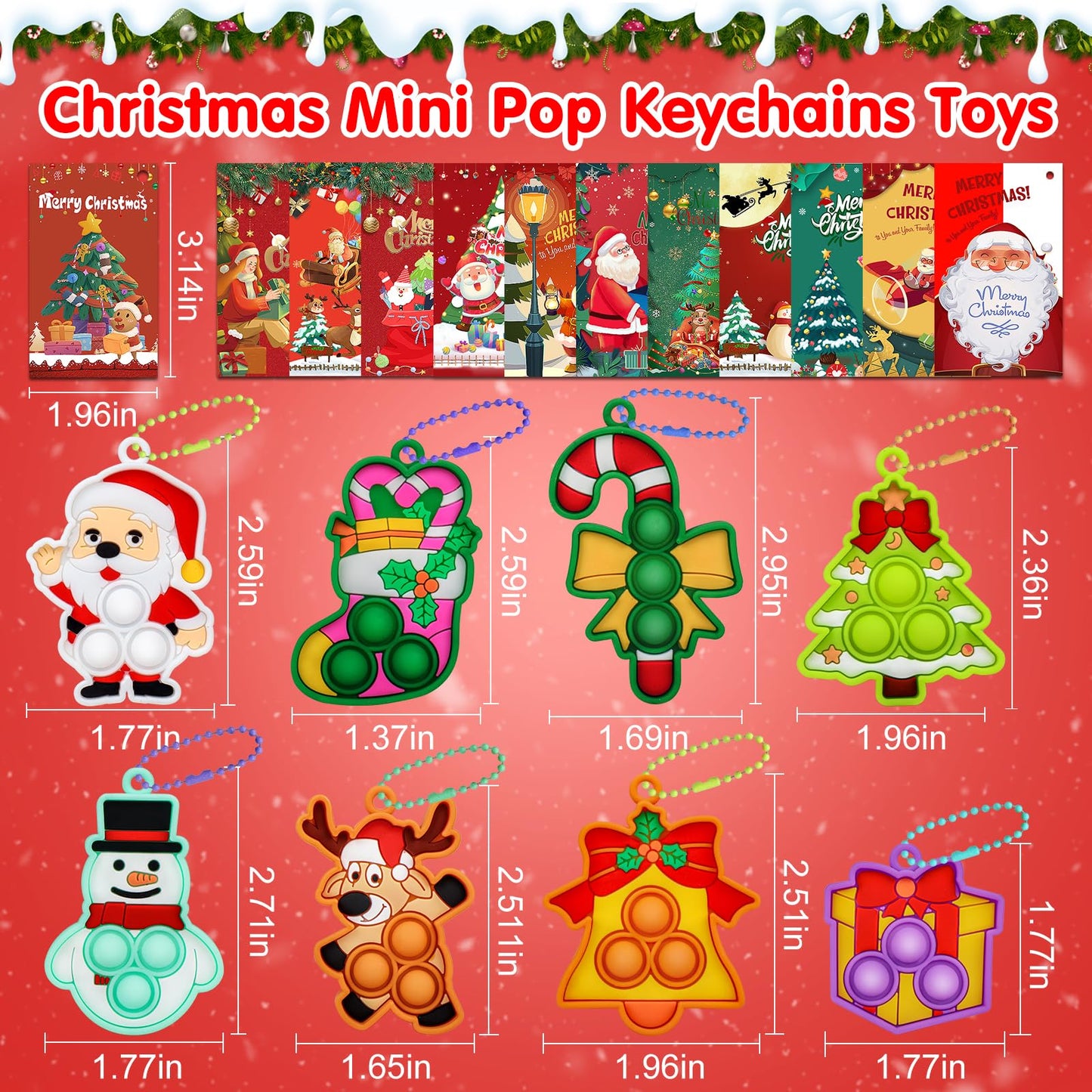 Christmas Party Favors for Kids Pop Fidget Toys,Stocking Stuffers for Kids,Christmas Goodies Bag Fillers,Xmas Gifts for Classroom,Christmas Fidgets Bulk