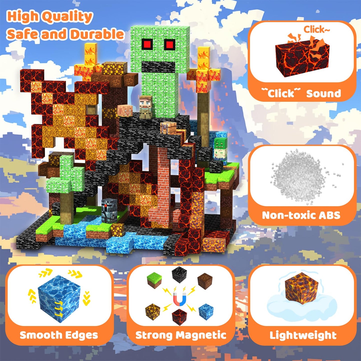 SSAWER Magnetic Blocks Building Toys for Kids, 48 PCS Magnetic Blocks for Kids Ages 4-8, Magnet Cubes, STEM Sensory Toys for Boys & Girls, Christmas Birthday Gifts for Kid Ages 3+