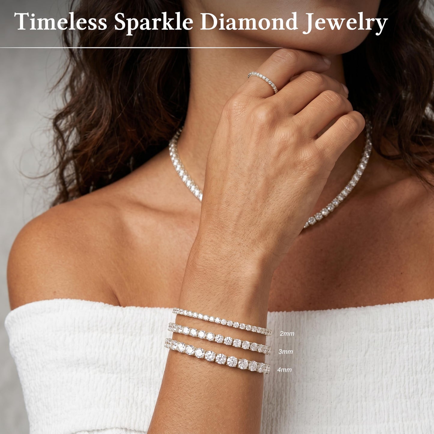 Poxtex Sterling Silver Tennis Bracelet for Women Stack, Trendy Silver Diamond Classic Bracelets Jewelry Set, Women Fashion Accessories for Watch Band