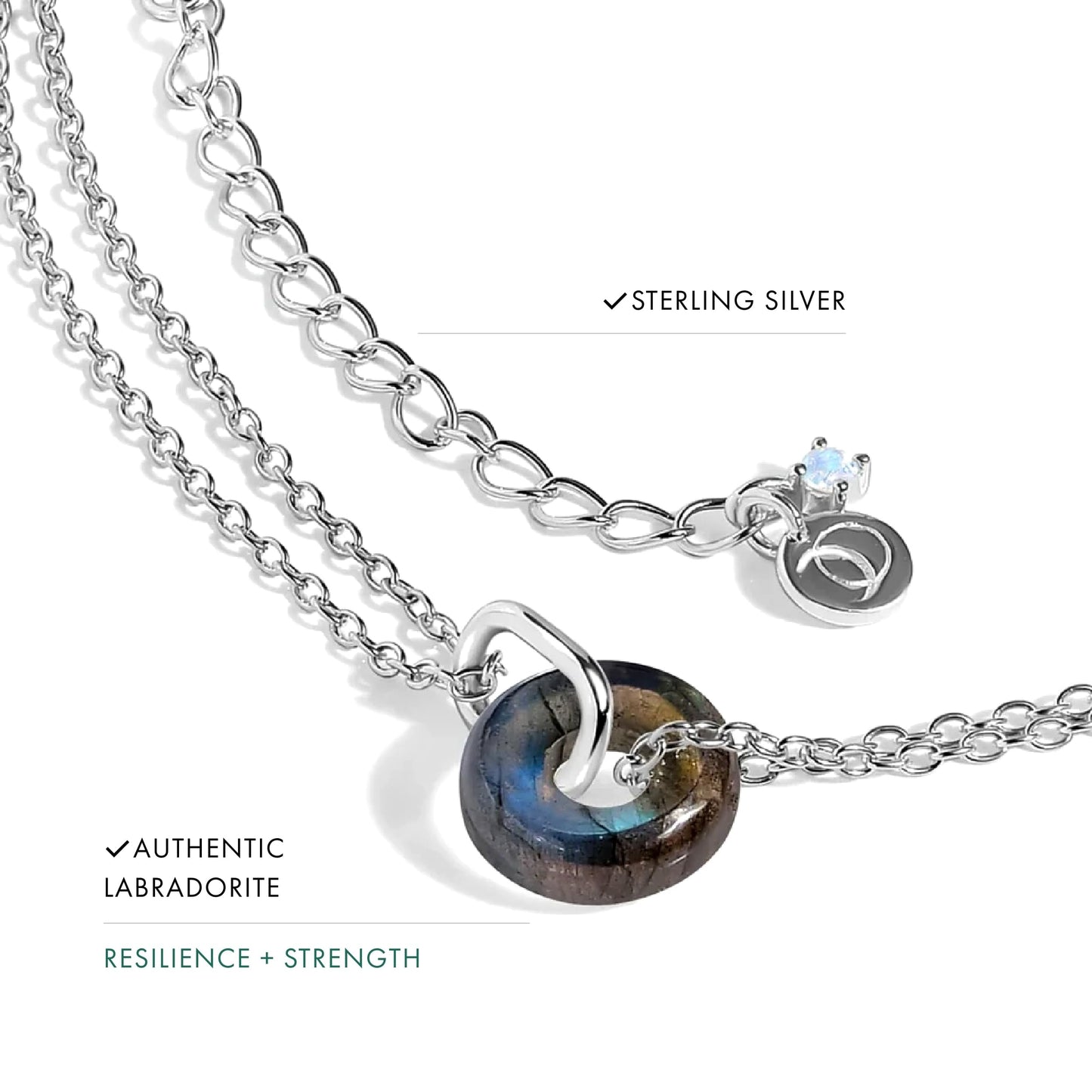 Moon Magic Authentic Moonstone Necklace for Women | Onyx, Labradorite, Black Obsidian Necklaces/Real 925 Sterling Silver |18k Rose and Yellow Gold Enchanted Crystal Necklace for Women/Genuine Jewelry
