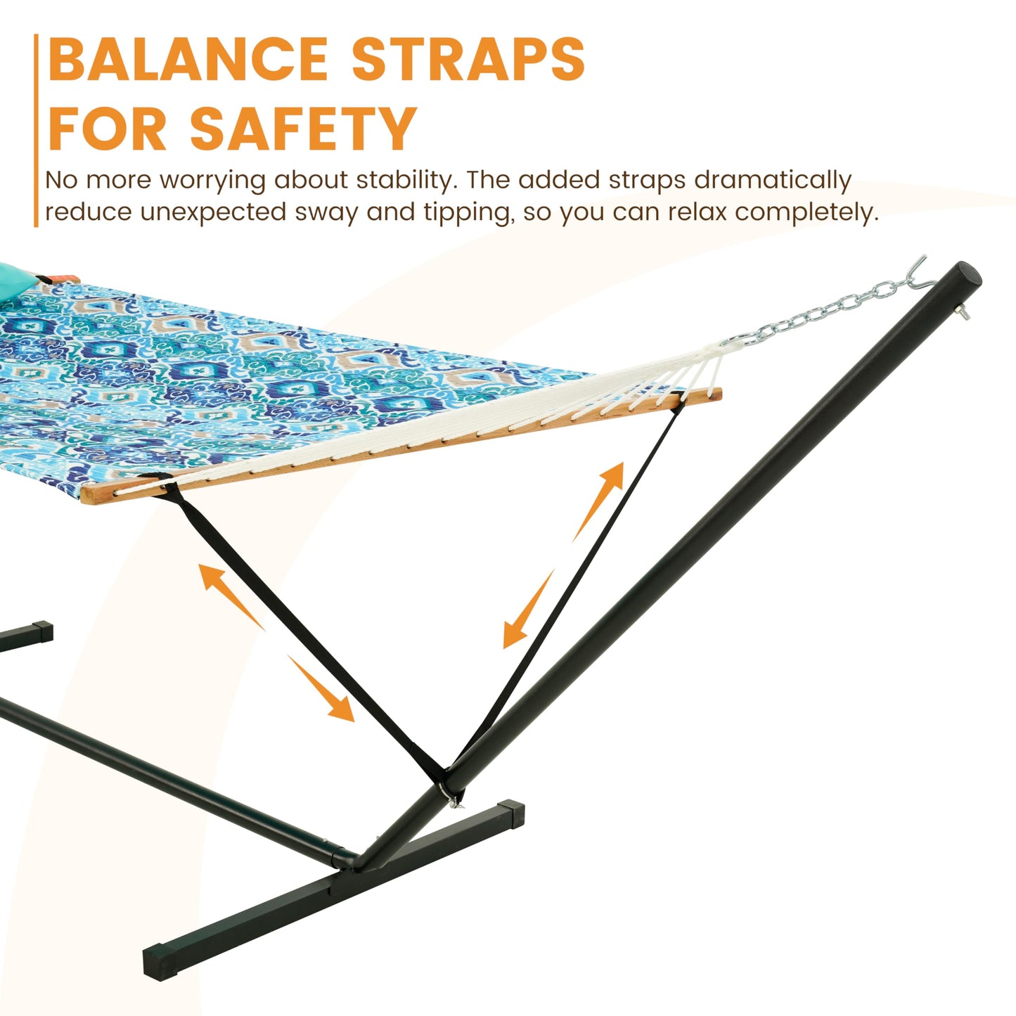Lazy Daze Hammocks 2 Person Portable Hammock with 12FT Stand for Outside, 10.5FT Quilted Double Hammock with Spreader Bar and Detachable Pillow, 450lbs Capacity for Outdoor Patio, Floral Auqa