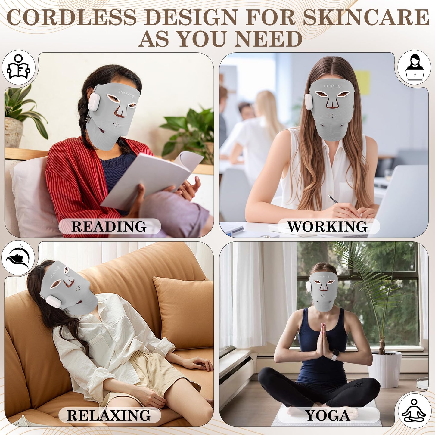 Red Light Therapy Mask for Face,4 Modes Led Face Mask Light Therapy with Neck Masks,850NM Infrared & Red Light Mask with 416 LEDs and Timing Function,2000mAh Rechargeable Remote for At Home & Travel