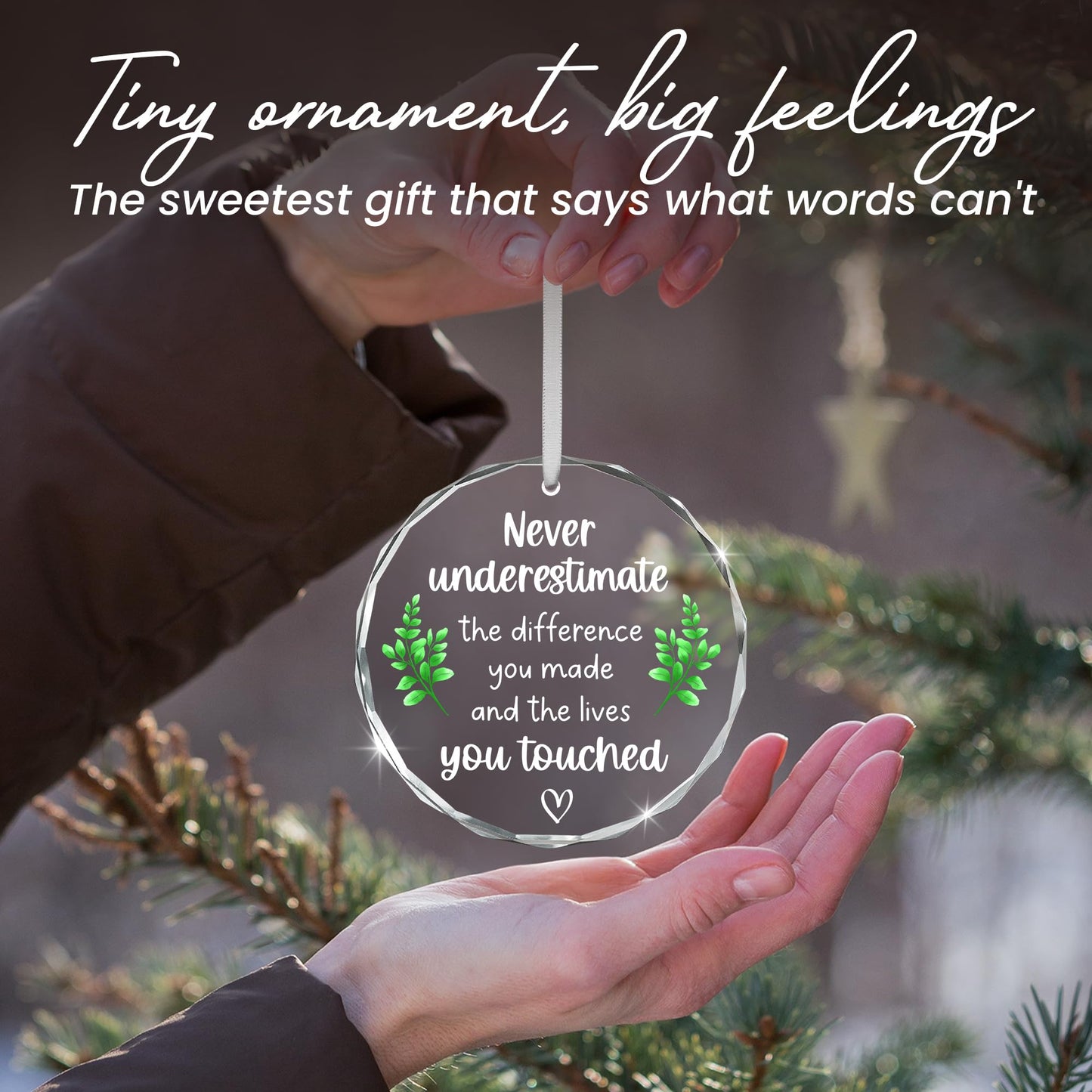GAUDORA Christmas Thank You Gifts for Women Men - Glass Christmas Ornaments 2025 - Employee Appreciation Gifts for Teacher Coworkers Boss, Farewell Retirement Gift, Stocking Stuffers, Xmas Decorations
