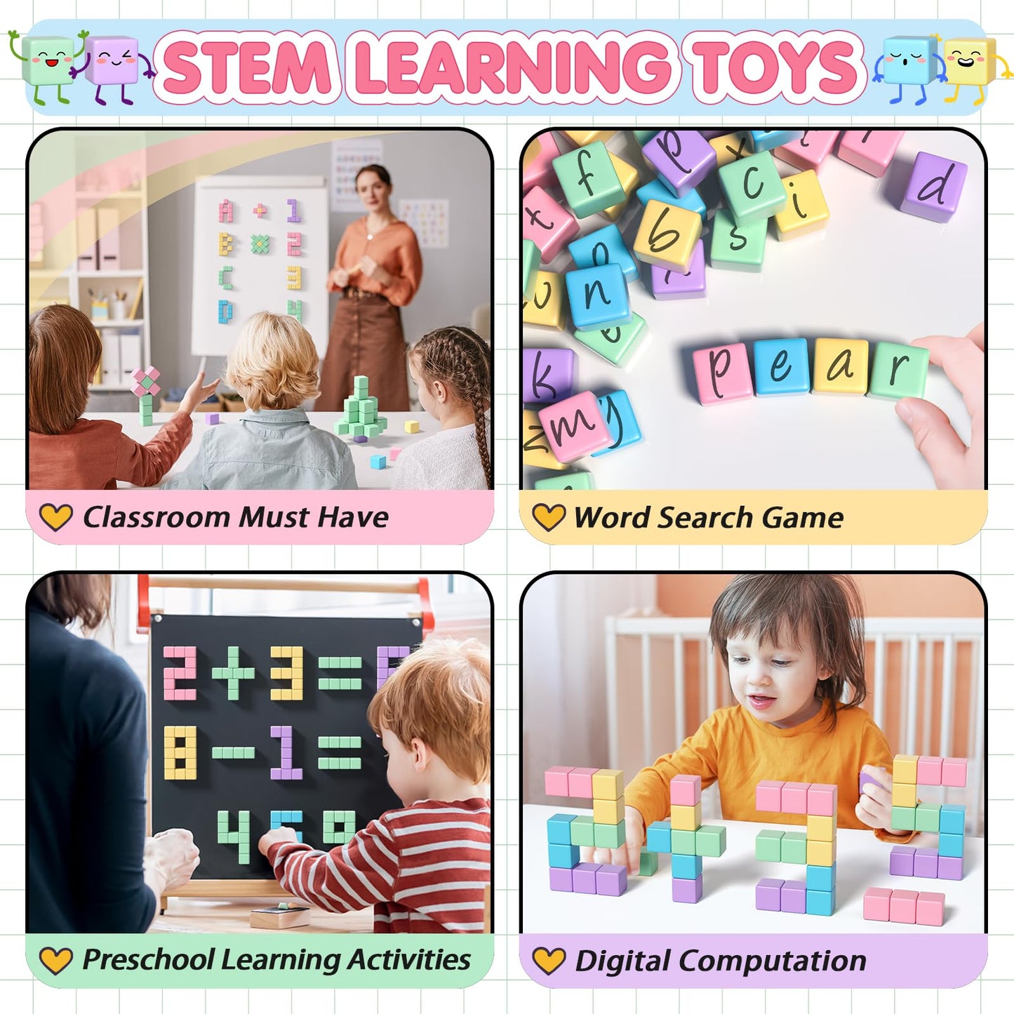 Apluses 32pcs Magnetic Blocks Building Cubes for Toddlers, Classroom Must Haves Creative Learning Kids Gifts, Preschool Montessori Sensory Autism Magnet Toys for Boys and Girls Ages 3 4 5 6