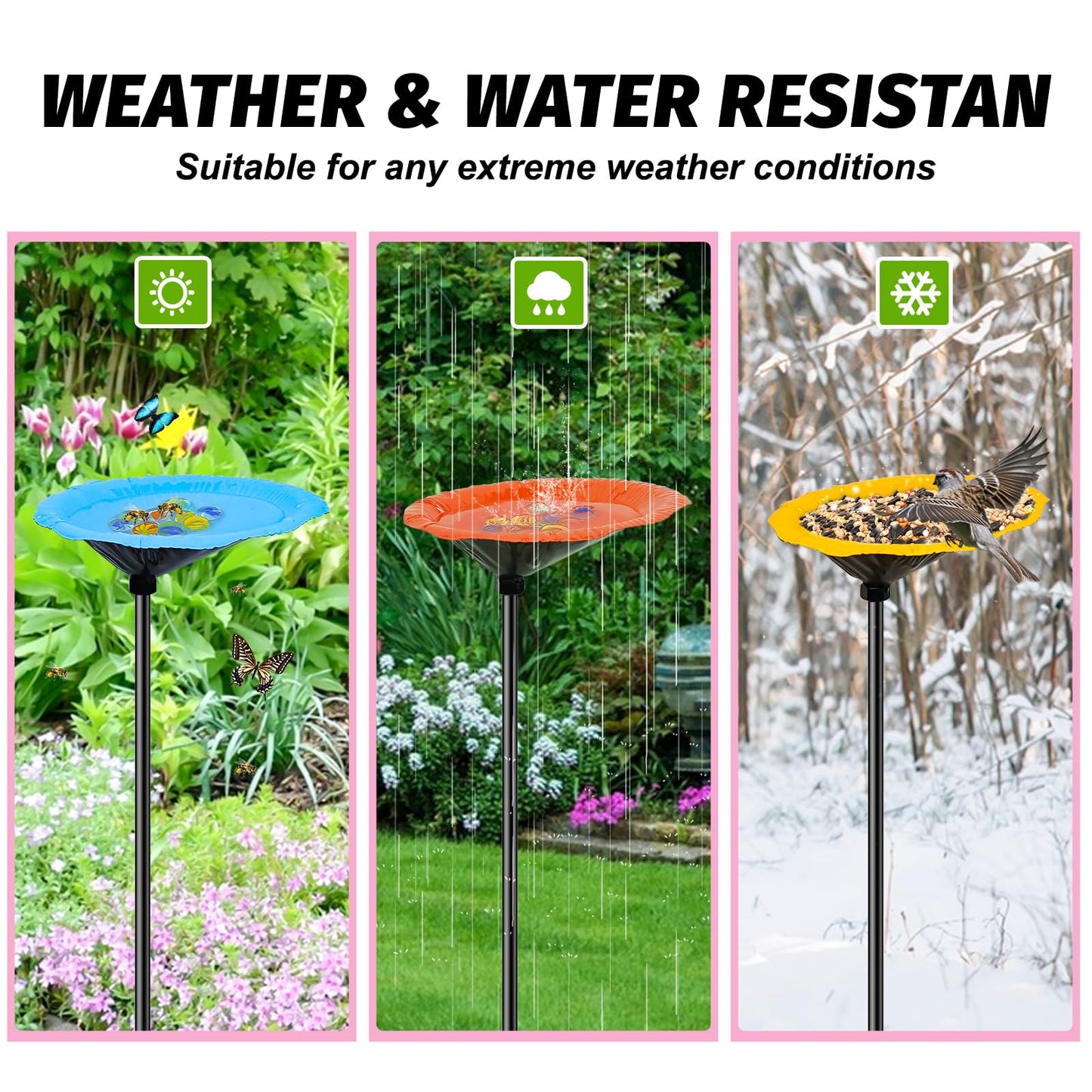 MeyRolizn Metal Bee Watering Station for Outside, 4Pack Butterfly Water Feeder with Glass Marbles, Butterfly Bath Garden Stake for Outdoor Garden Yard Patio Decor (Colourful-A)