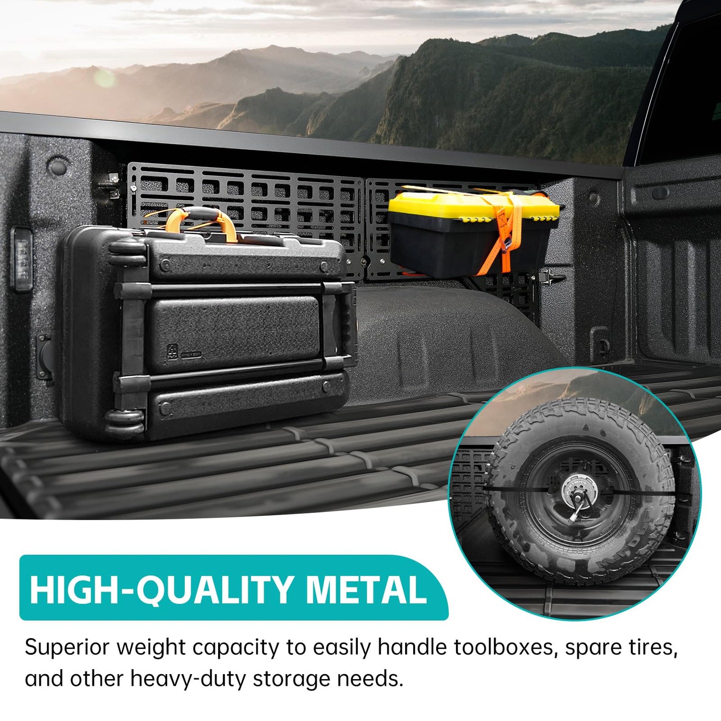 OUSUWO Side Truck Bed Molle Panel Rack System Compatible with 2019-2025 Chevy Silverado/GMC Sierra 5.8FT Accessories Cargo Storage Organizer Tools Rack Fit for 19-25 Chevrolet Silverado Accessories