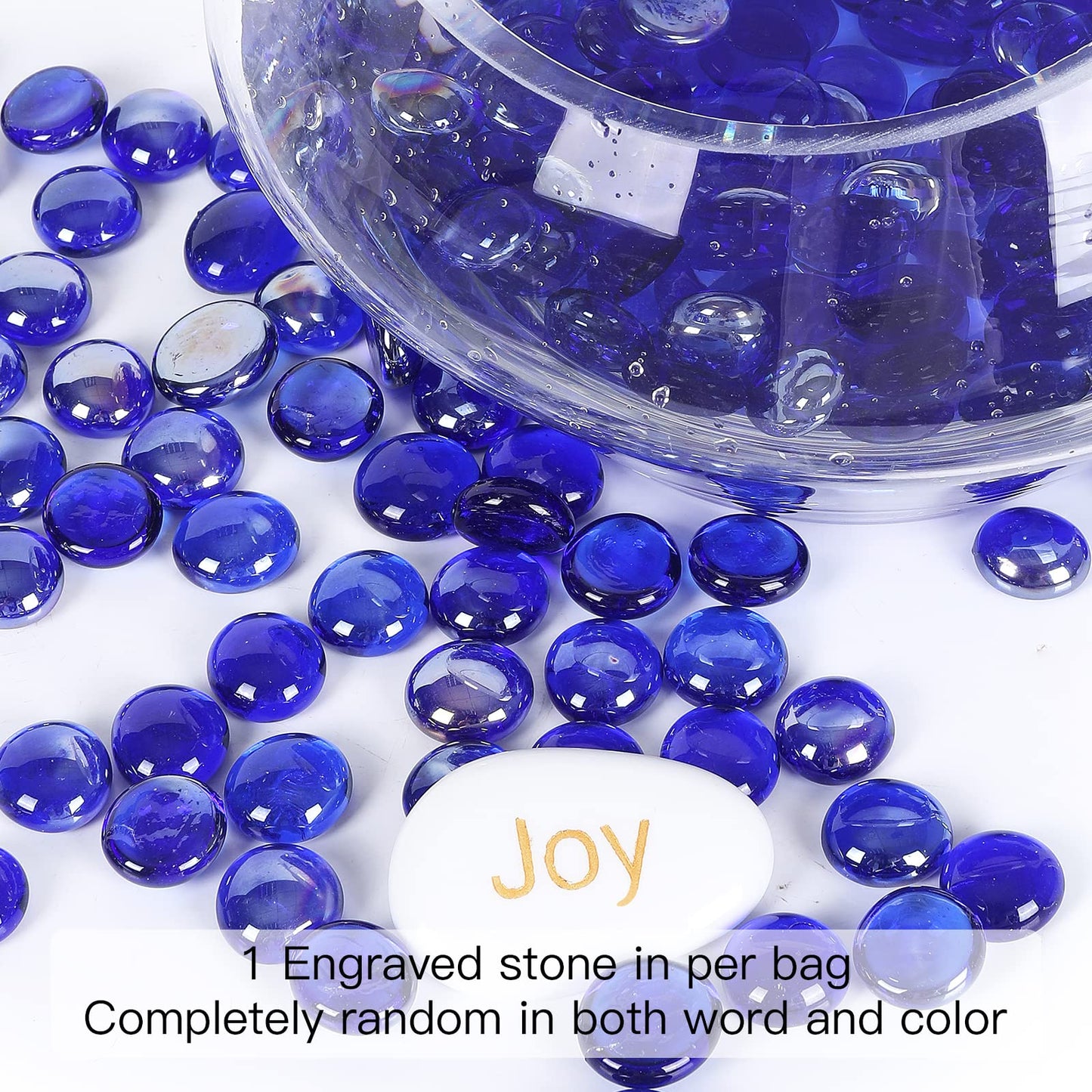 Ausluru 5LB Fire Glass Beads Flat Glass Marbles for Outdoor Fire Pit and Fireplace, Glass Gemstones for Vase Filler, Aquariums, Hydroponics Plants, Home Decor and Christmas DIY Craft, Cobalt