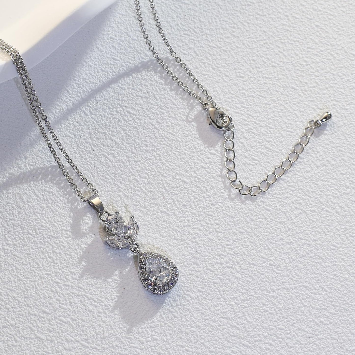UDYLGOON Elegant Bridal Jewelry Set for Bride Bridesmaid Wedding Prom Teardrop Necklace Earrings Bracelet Set