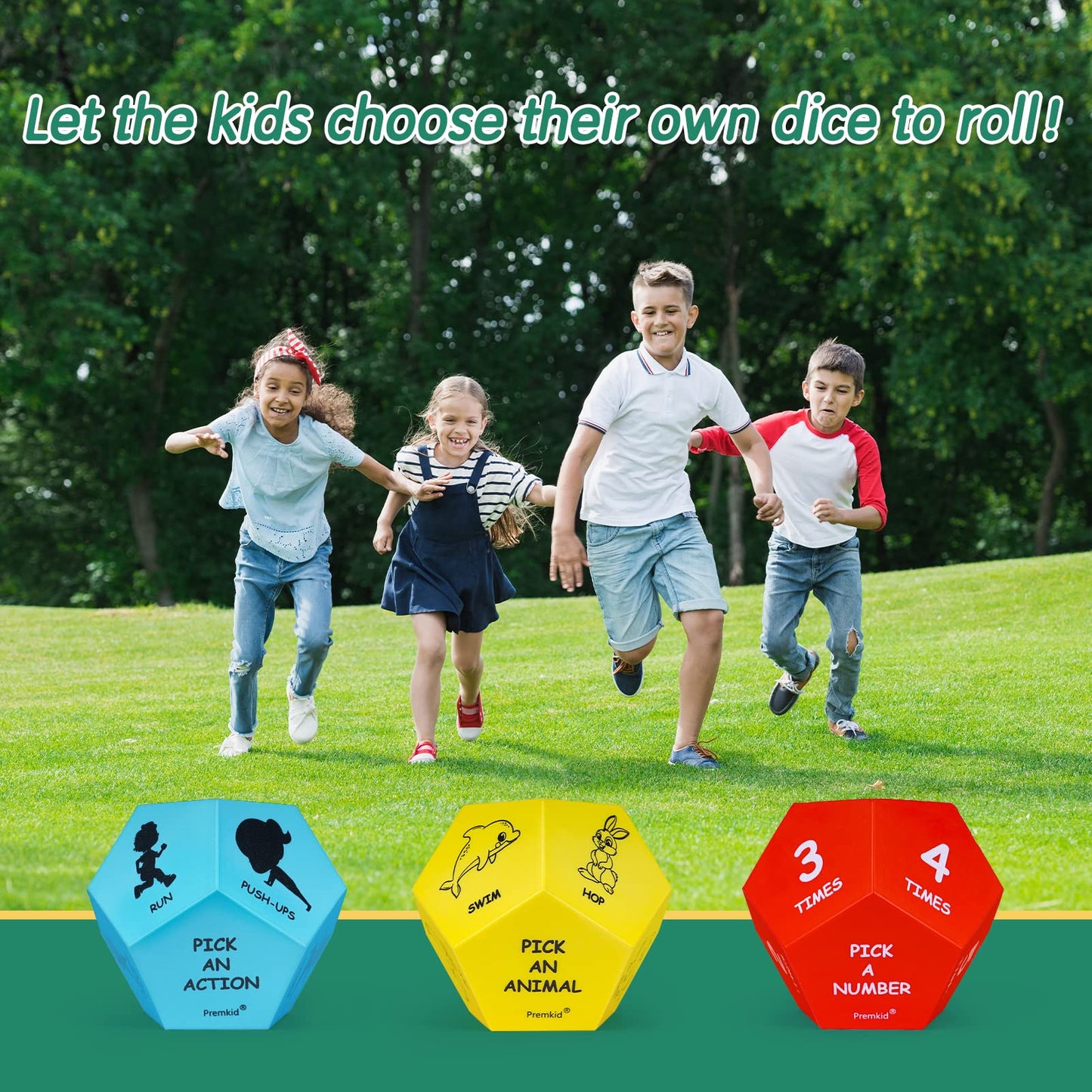 Premkid Exercise Dice for Kids,12-Sided Giant Foam Yoga Dice Games for Indoor and Outdoor Use, Kids Exercise Equipment for Classroom and Physical Education Learning and Preschool Games