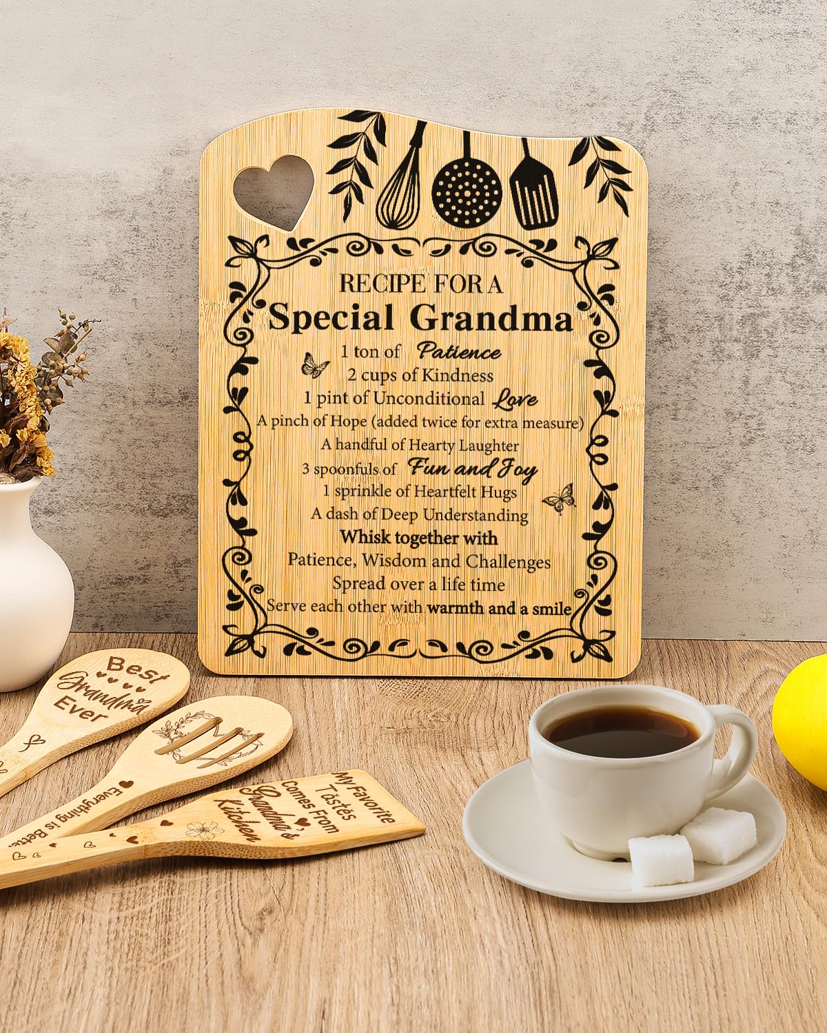 Aremdys Grandma Gifts, Grandma Birthday Gifts from Grandkids Cutting Board Set Kitchen Valentines Day Gift for Grandmother Practical Gifts Christmas Birthday Mother's Day Gifts Idea for Nana Gigi
