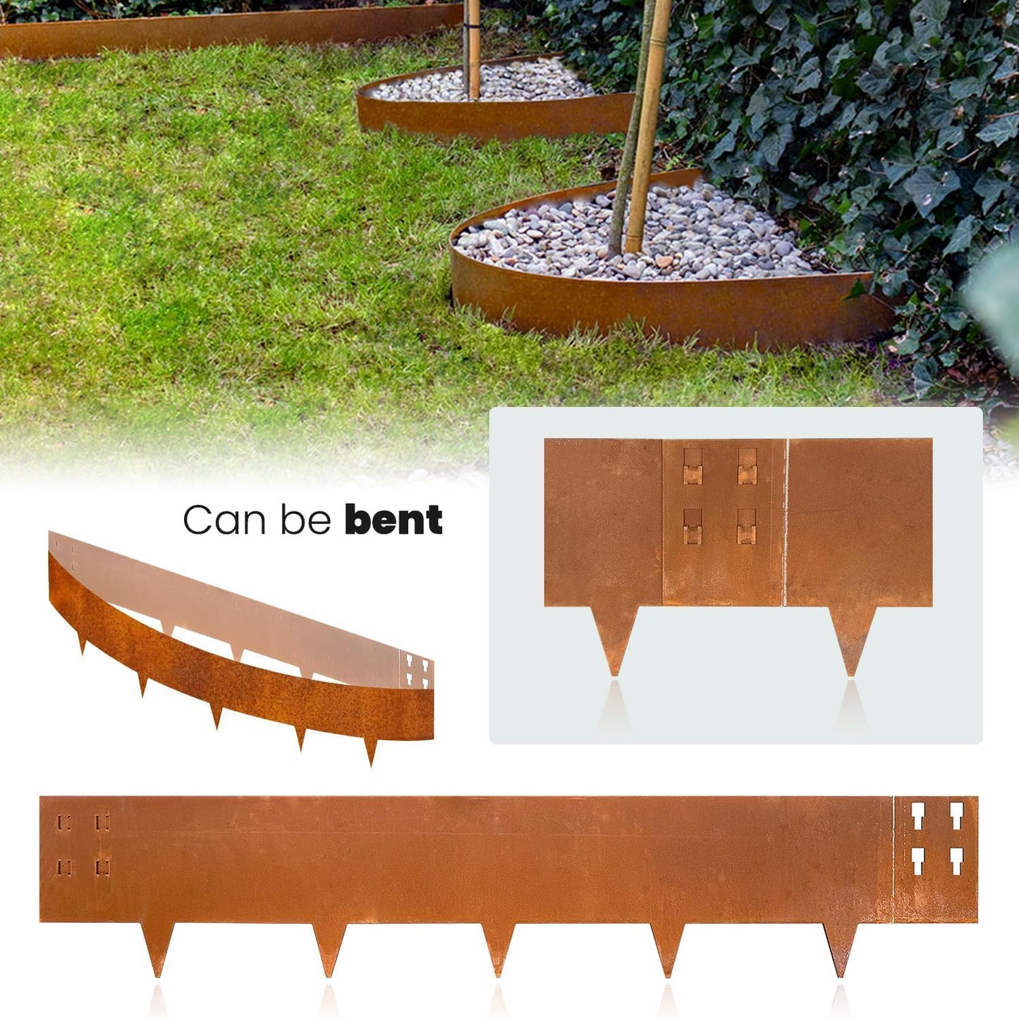 Corten Steel Edging Steel Landscape Edging Metal Garden Edging 8 Inch Metal Landscape Edging Landscaping Rusted 40 Inch Strips Patina 6 pcs Edge for Yard Lawn Outdoor by GZGNEEVL