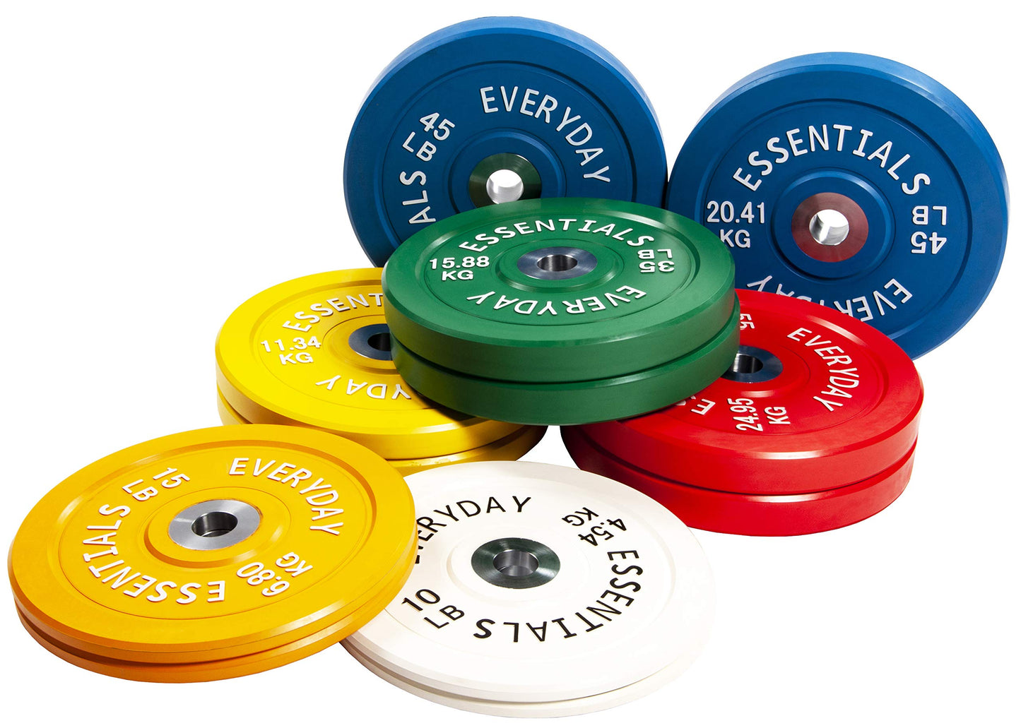 BalanceFrom Color Coded Olympic Bumper Plate Weight Plate with Steel Hub, 25LB Pair