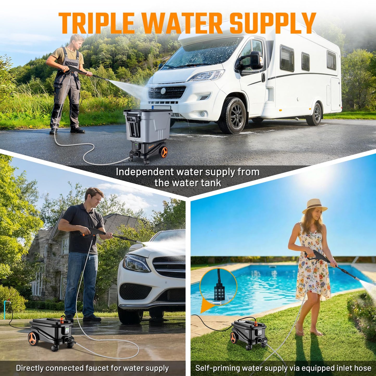 This Hill Electric Pressure Washer, Brushless Motor Washer with 3 Pressure Modes, 2000 PSI Portable Power Washer, 21V Dual-Row Fast Charging, High Pressure Washer for Car Fence Driveway Patio